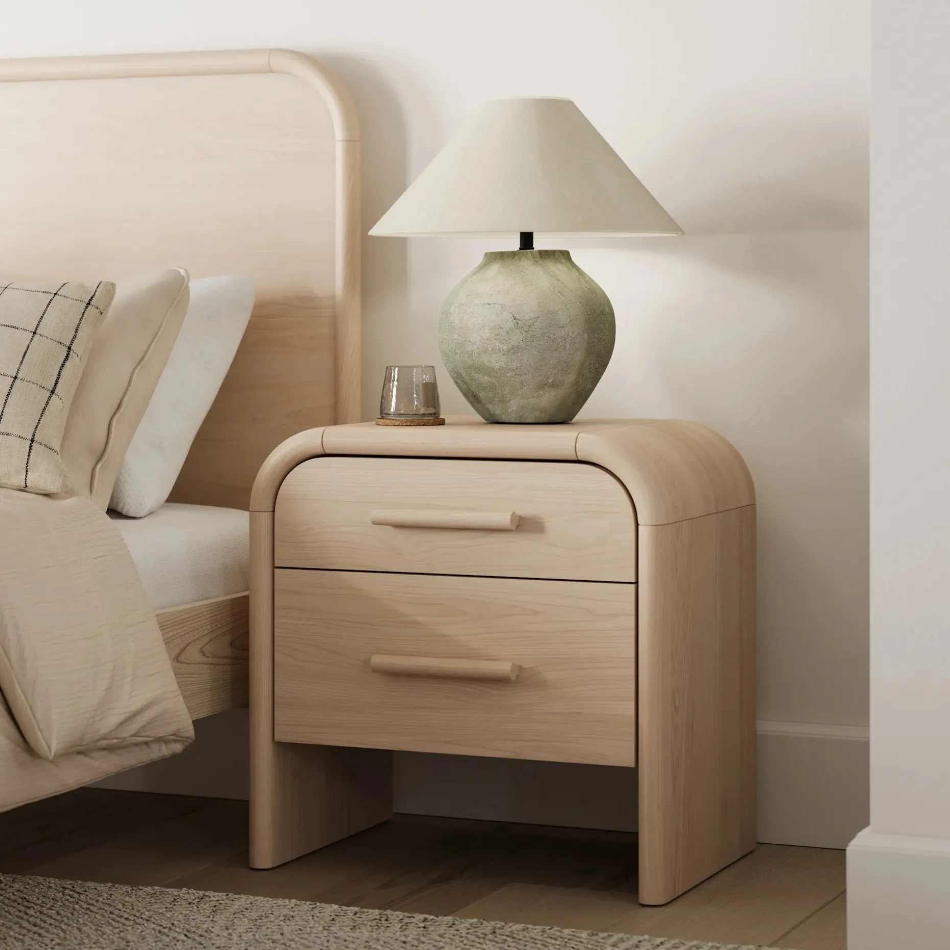 Faydra 2-Drawer Nightstand - Natural Ash