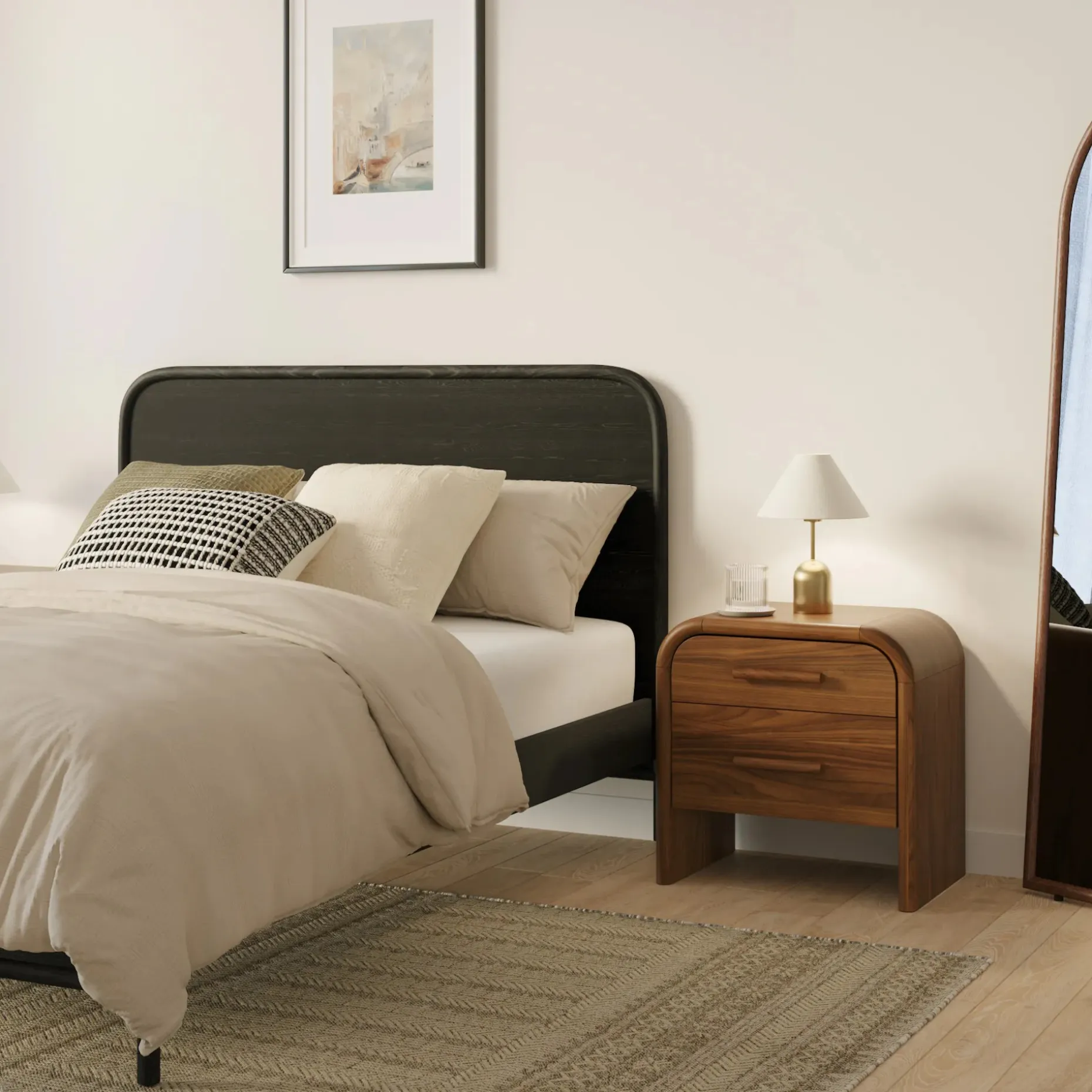 Faydra 2-Drawer Nightstand - Walnut