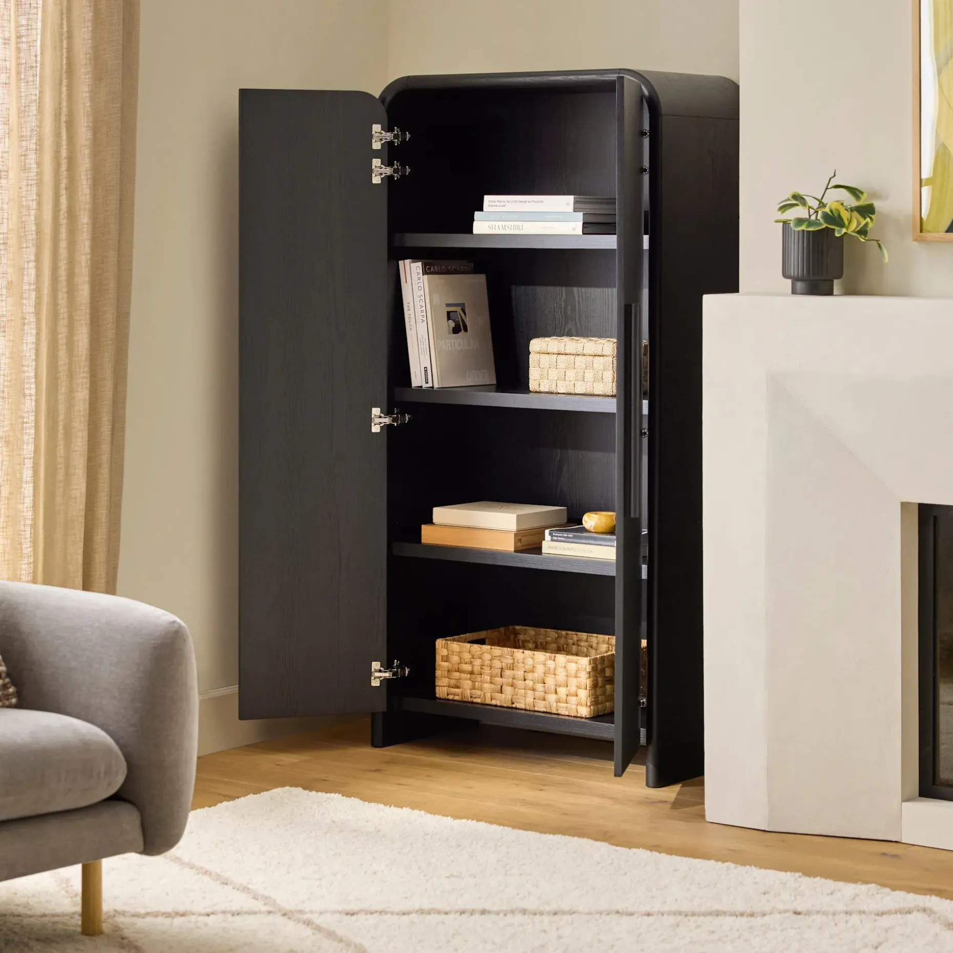 Faydra 35.5" Enclosed Bookcase - Black