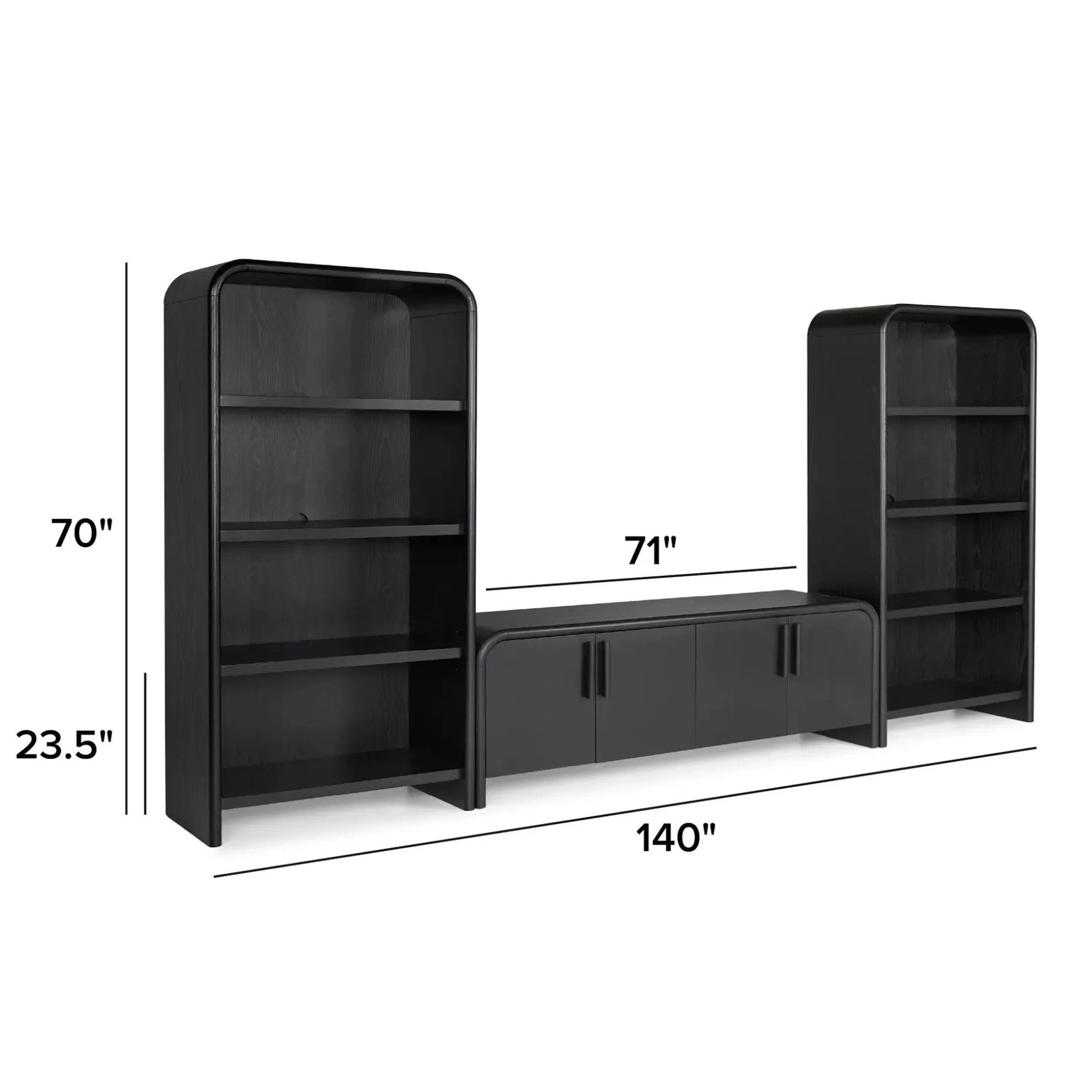 Faydra 140" Media Storage Set - Black
