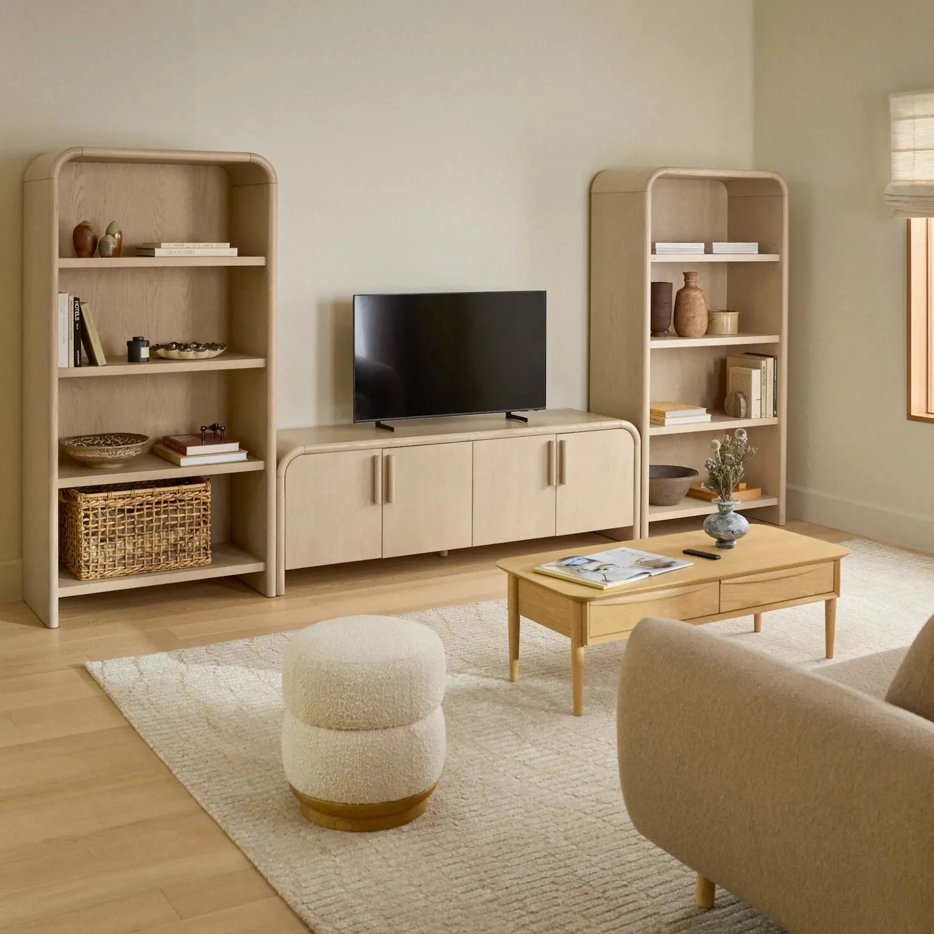 Faydra 140" Media Storage Set - Natural Ash