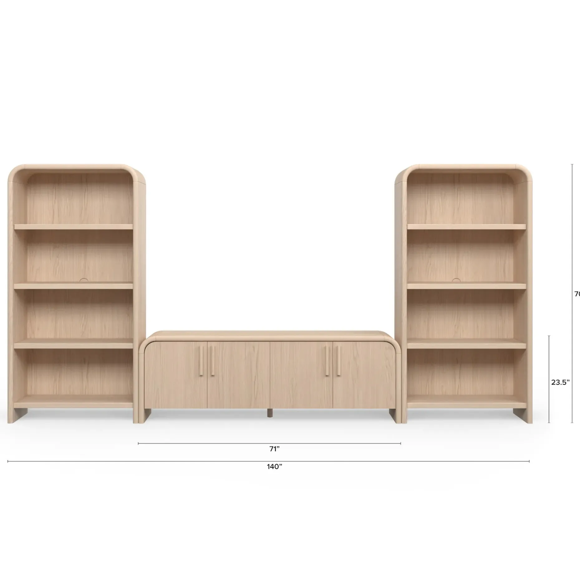 Faydra 140" Media Storage Set - Natural Ash