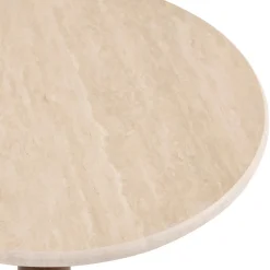 Fiore Travertine Side Table - Walnut