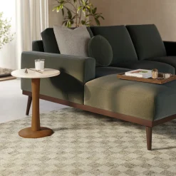 Fiore Travertine Side Table - Walnut