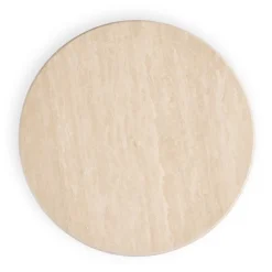 Fiore Travertine Side Table - Walnut