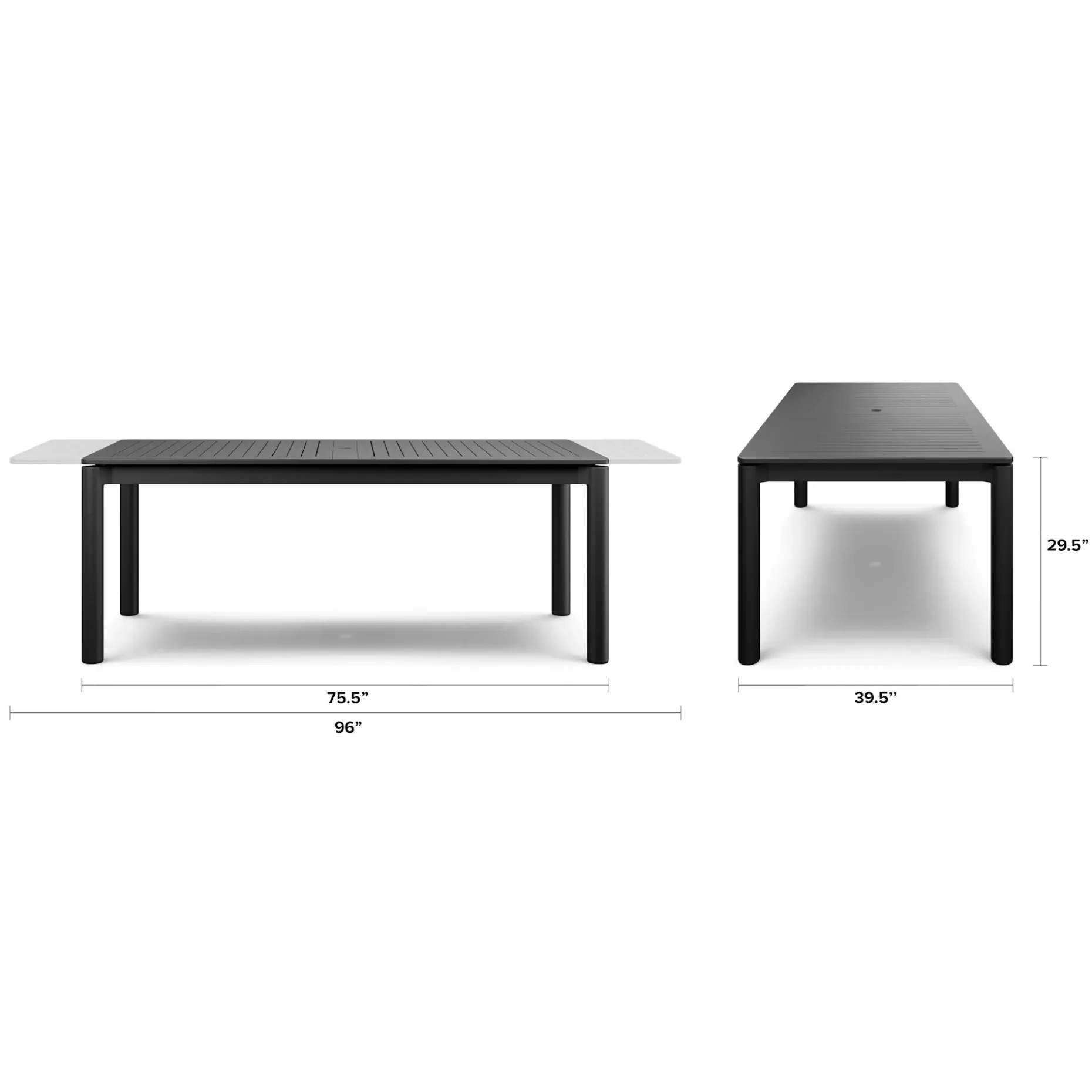 Fisk 75.5" - 96" Outdoor Extendable Dining Table - Black