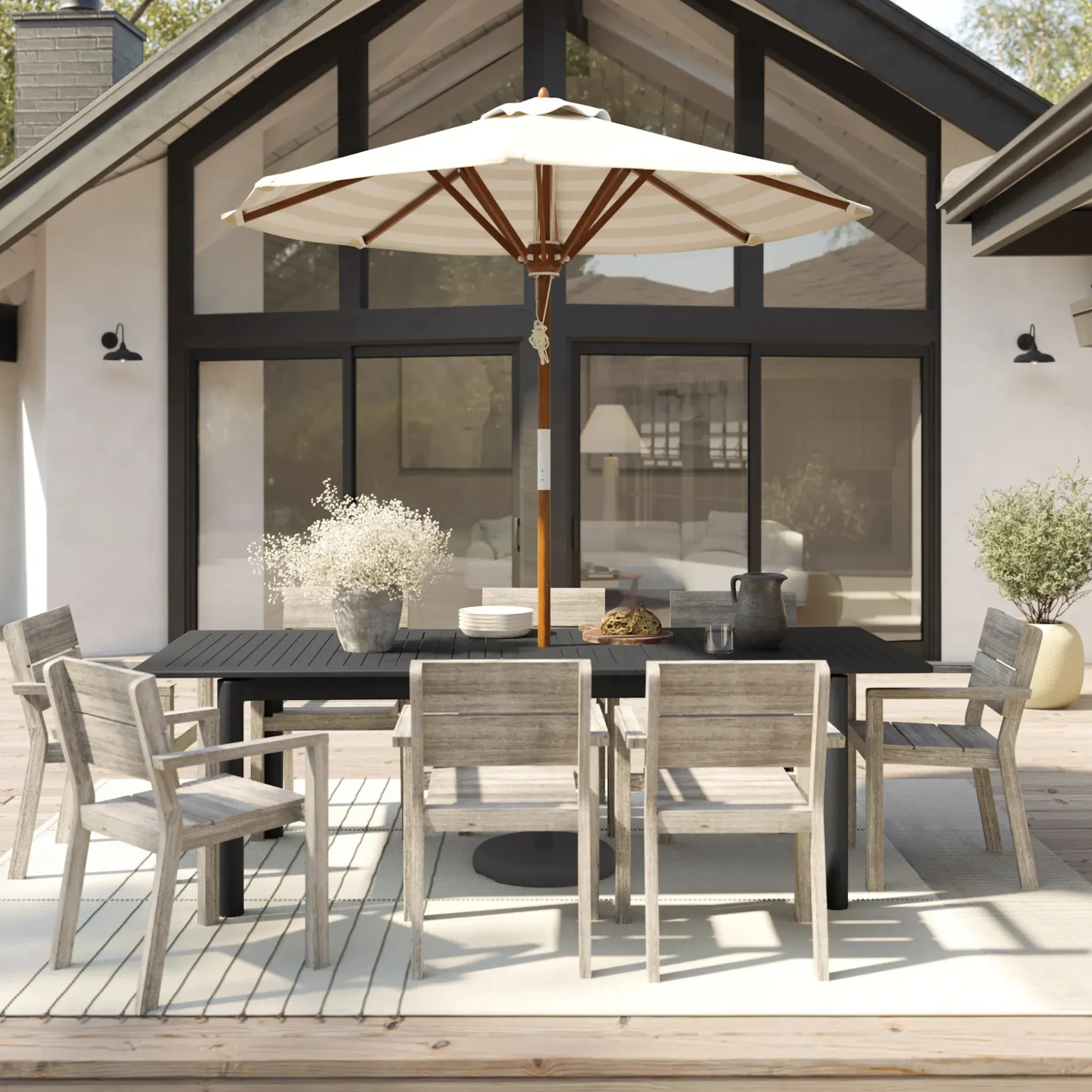 Fisk 75.5" - 96" Outdoor Extendable Dining Table - Black