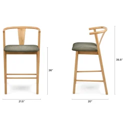 Fonra Counter Stool - Oak and Algonquin Green