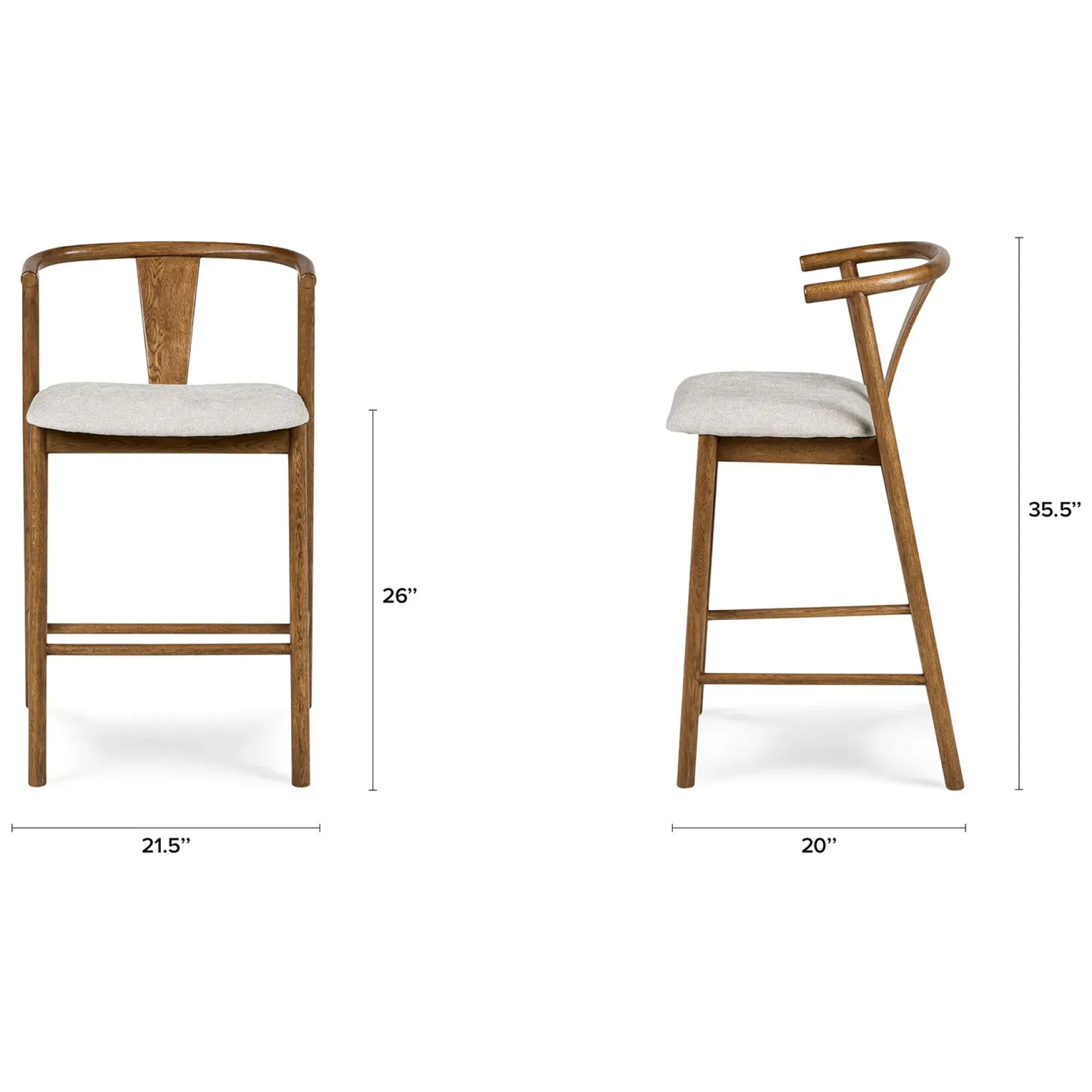 Fonra Counter Stool - Smoked Oak and Santolina Gray