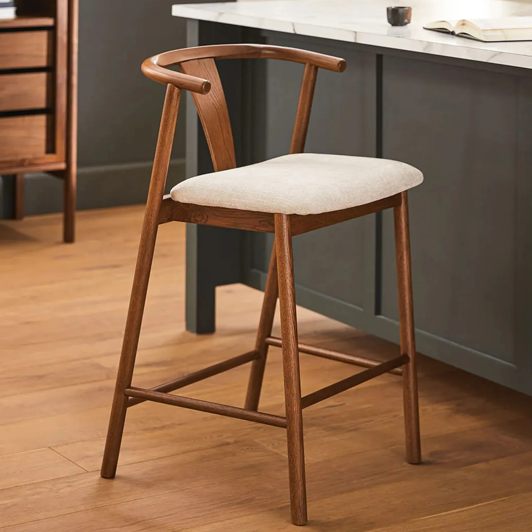 Fonra Counter Stool - Smoked Oak and Santolina Gray