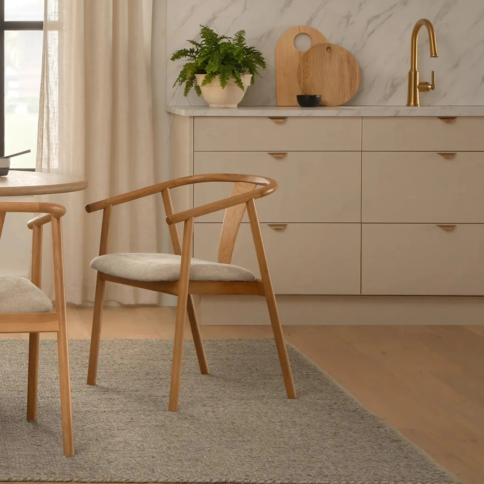 Fonra Dining Chair - Oak and Santolina Gray