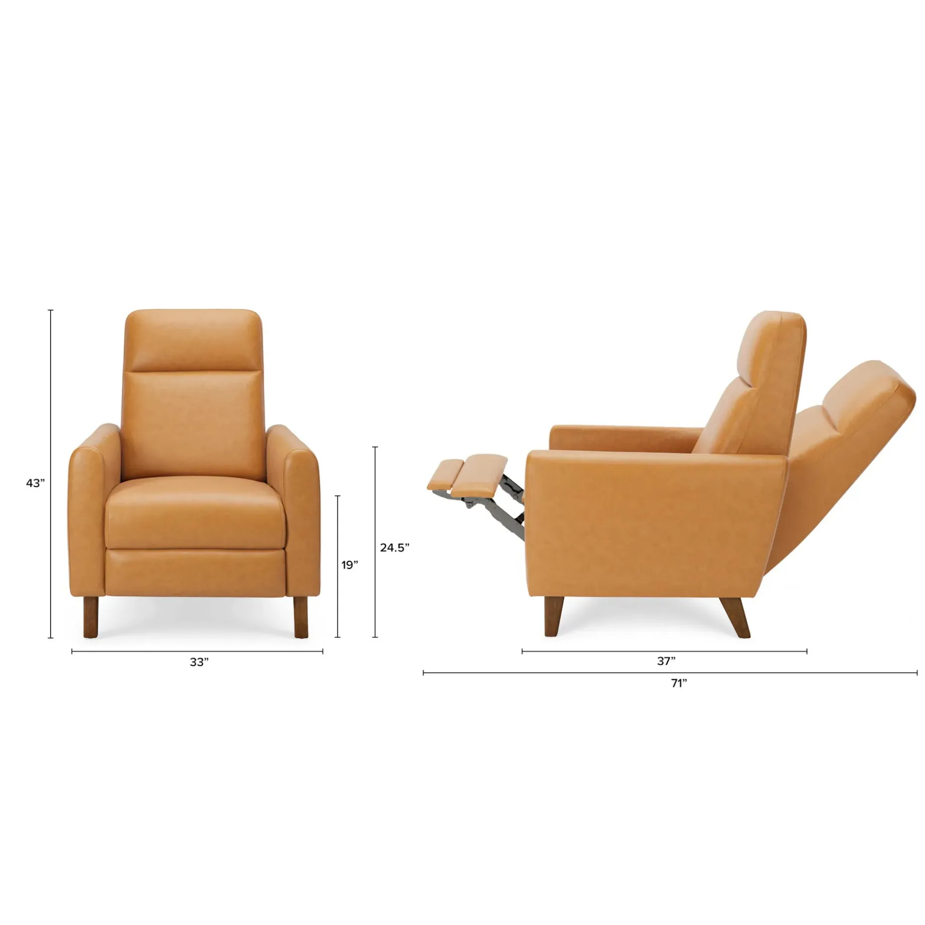 Forrest 32.75" Leather Recliner Lounge Chair - Taos Tan