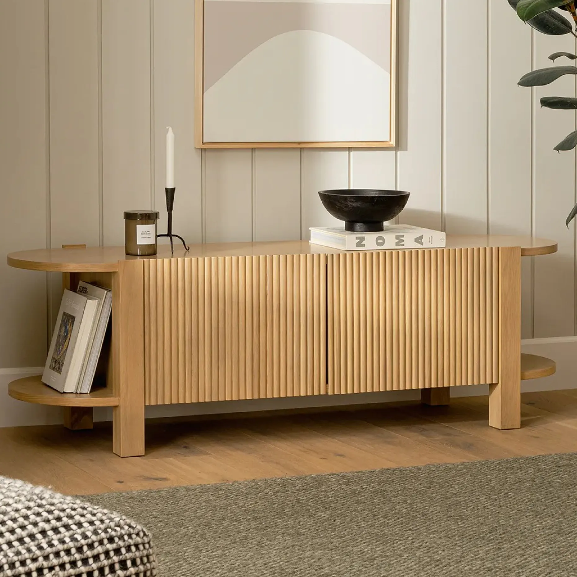 Fortra 62.5" Low Media Unit - White Oak