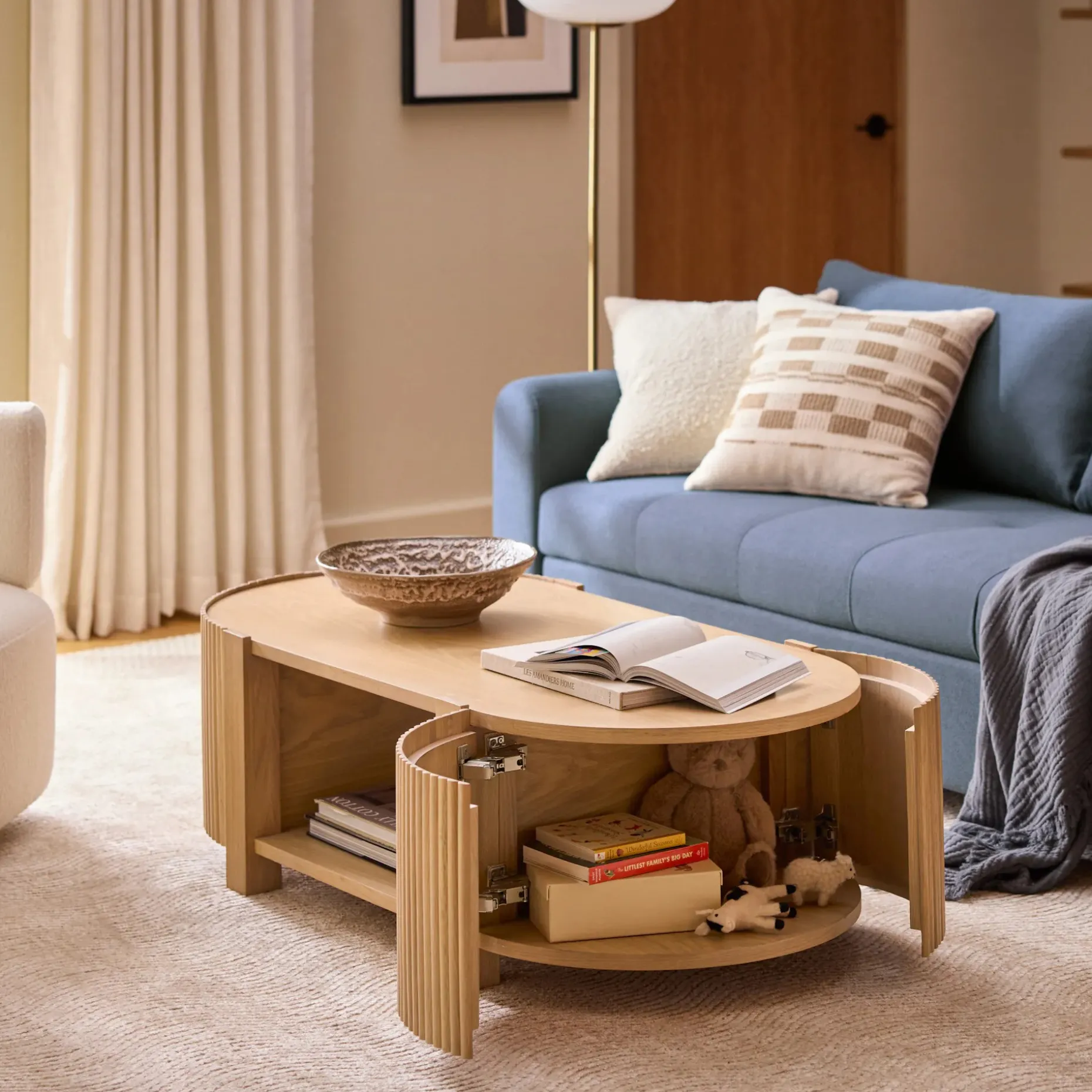 Fortra 50.5" Storage Coffee Table - White Oak