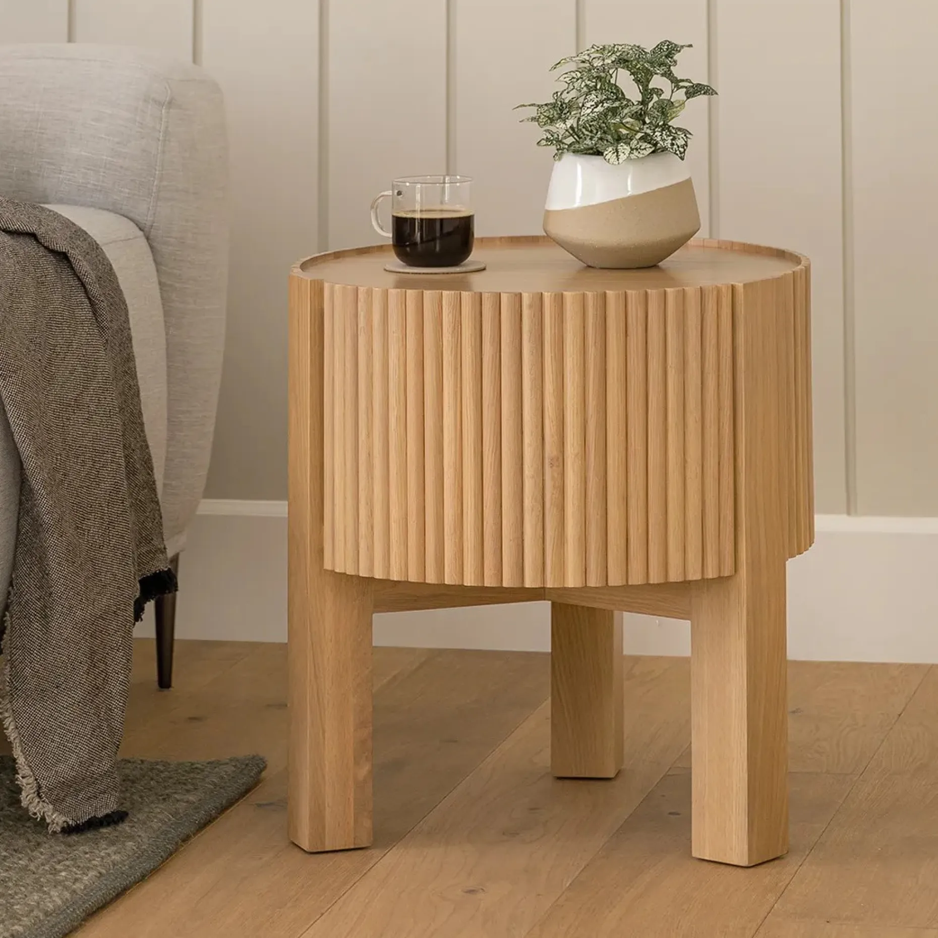 Fortra Storage Side Table - White Oak