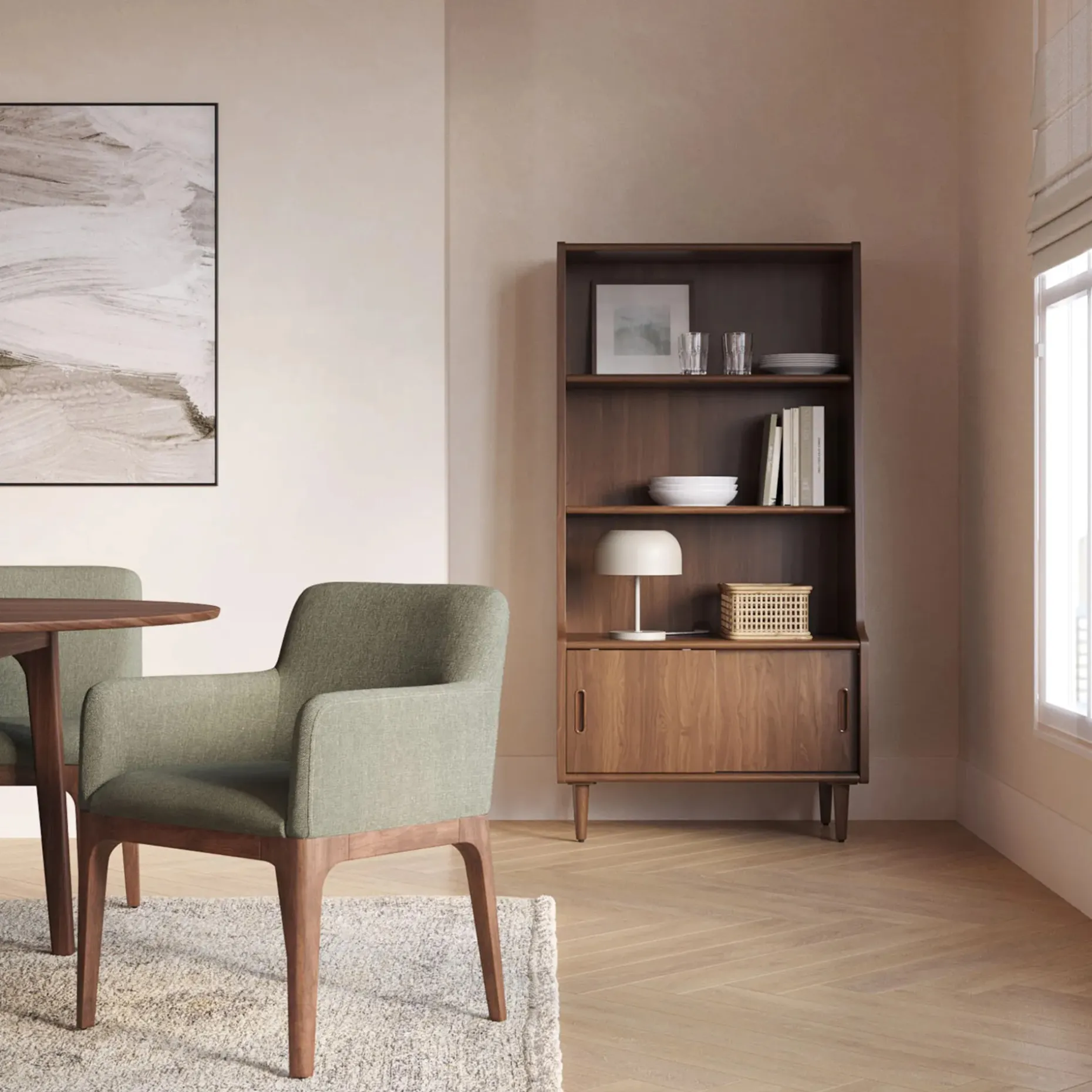 Frances 36" Bookcase with Storage - Walnut