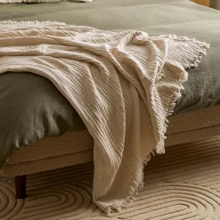 Fresno Cotton Gauze Throw - Light Taupe