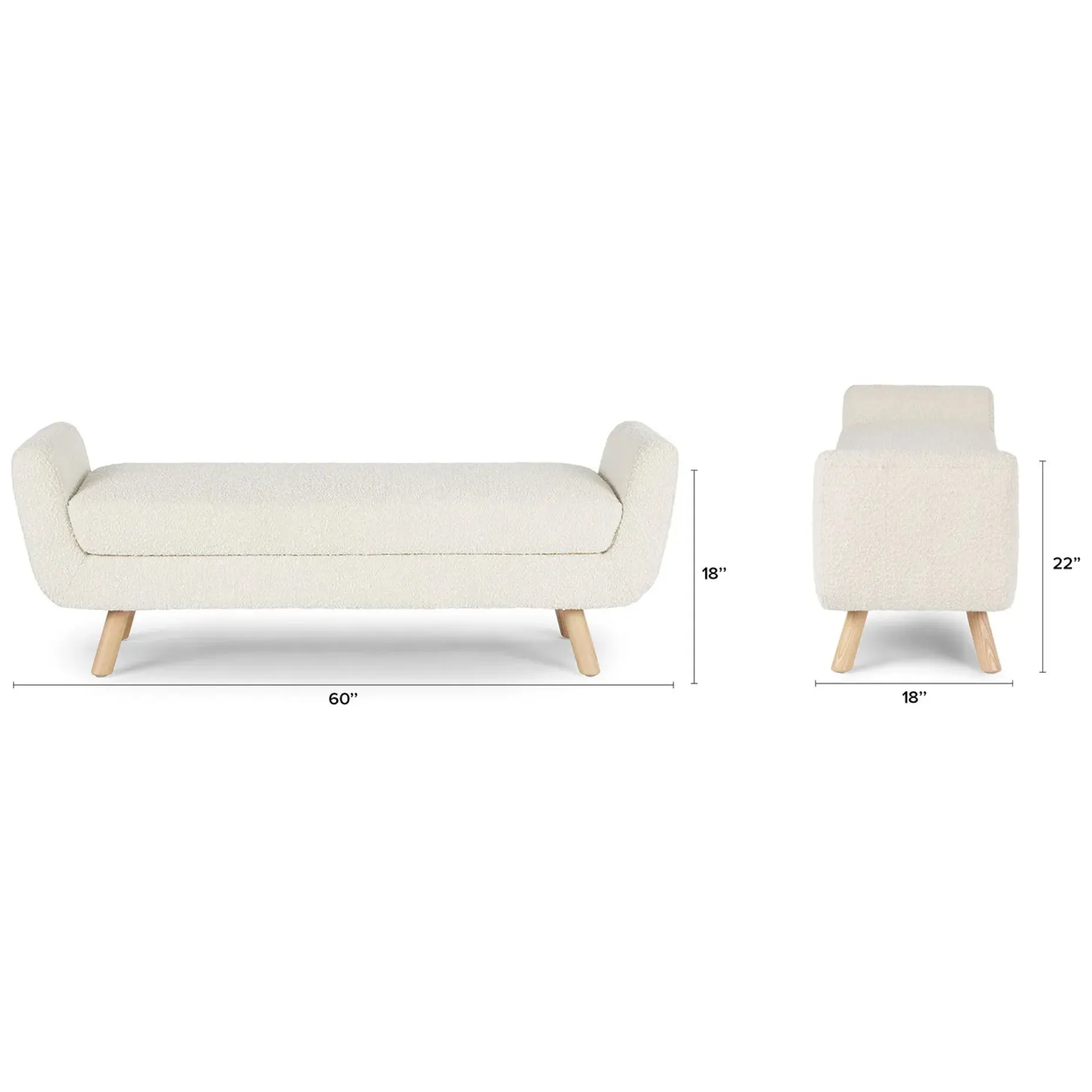 Gabriola 60" Bench - Ivory Bouclé