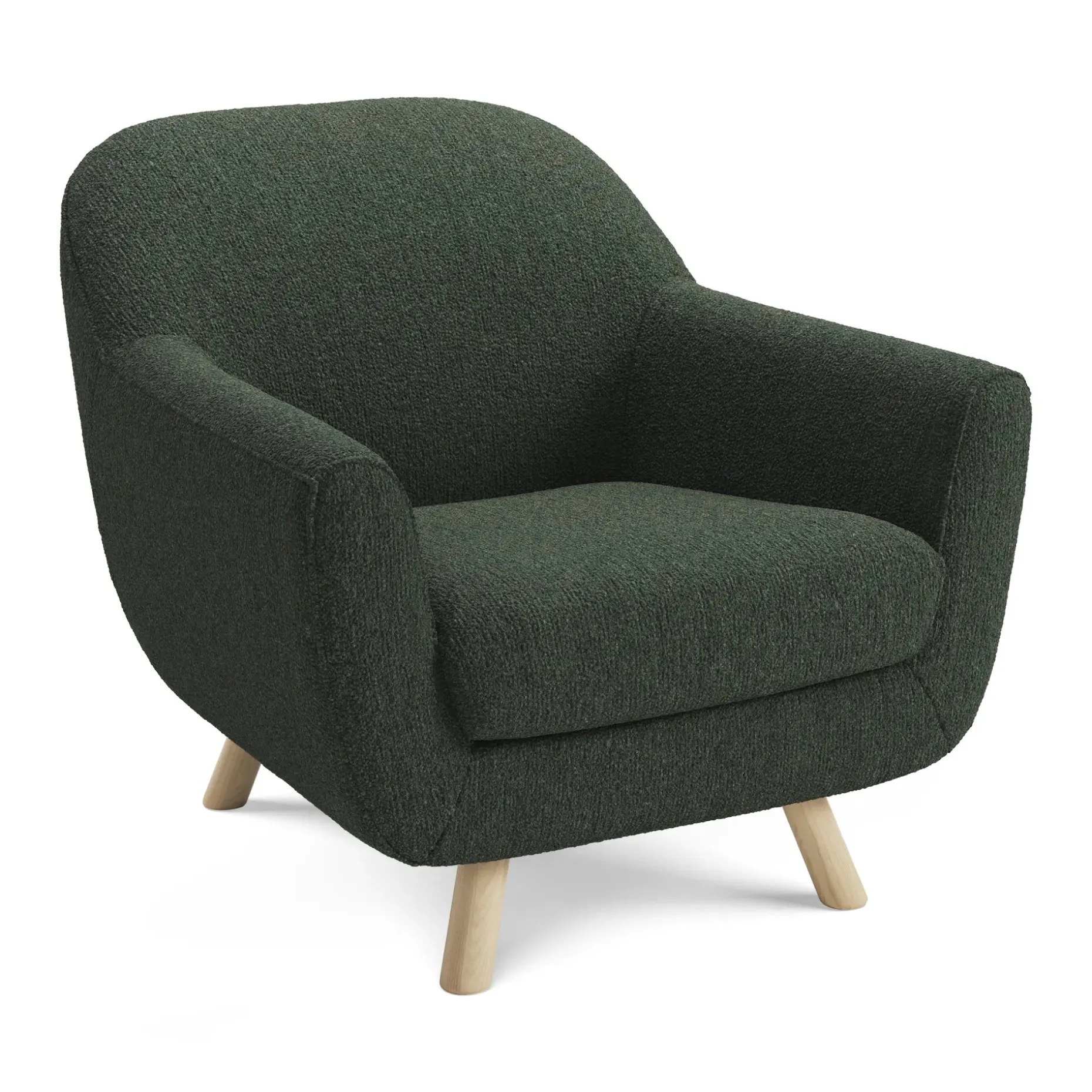Gabriola 34" Lounge Chair - Green Wool Bouclé