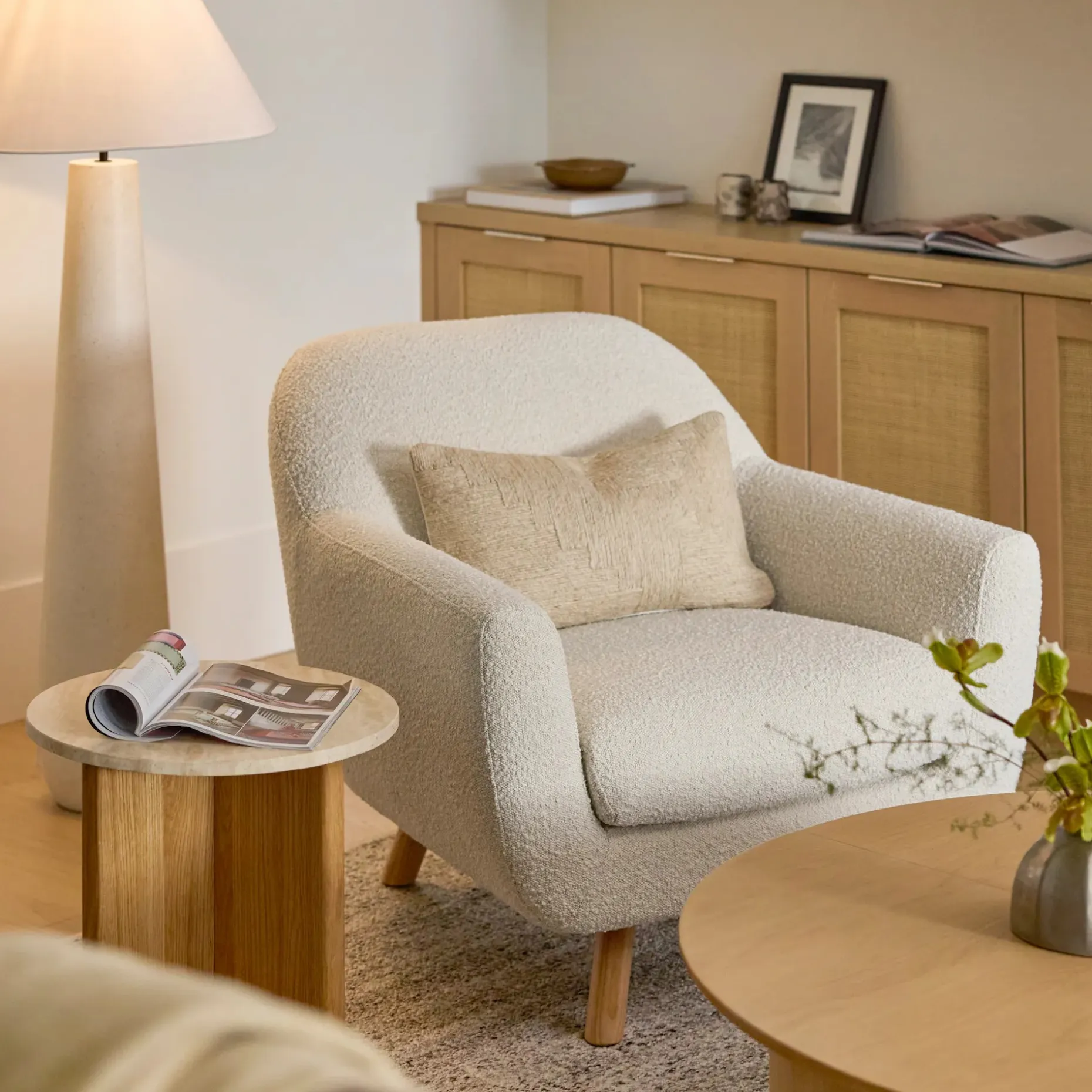 Gabriola 34" Lounge Chair - Ivory Bouclé