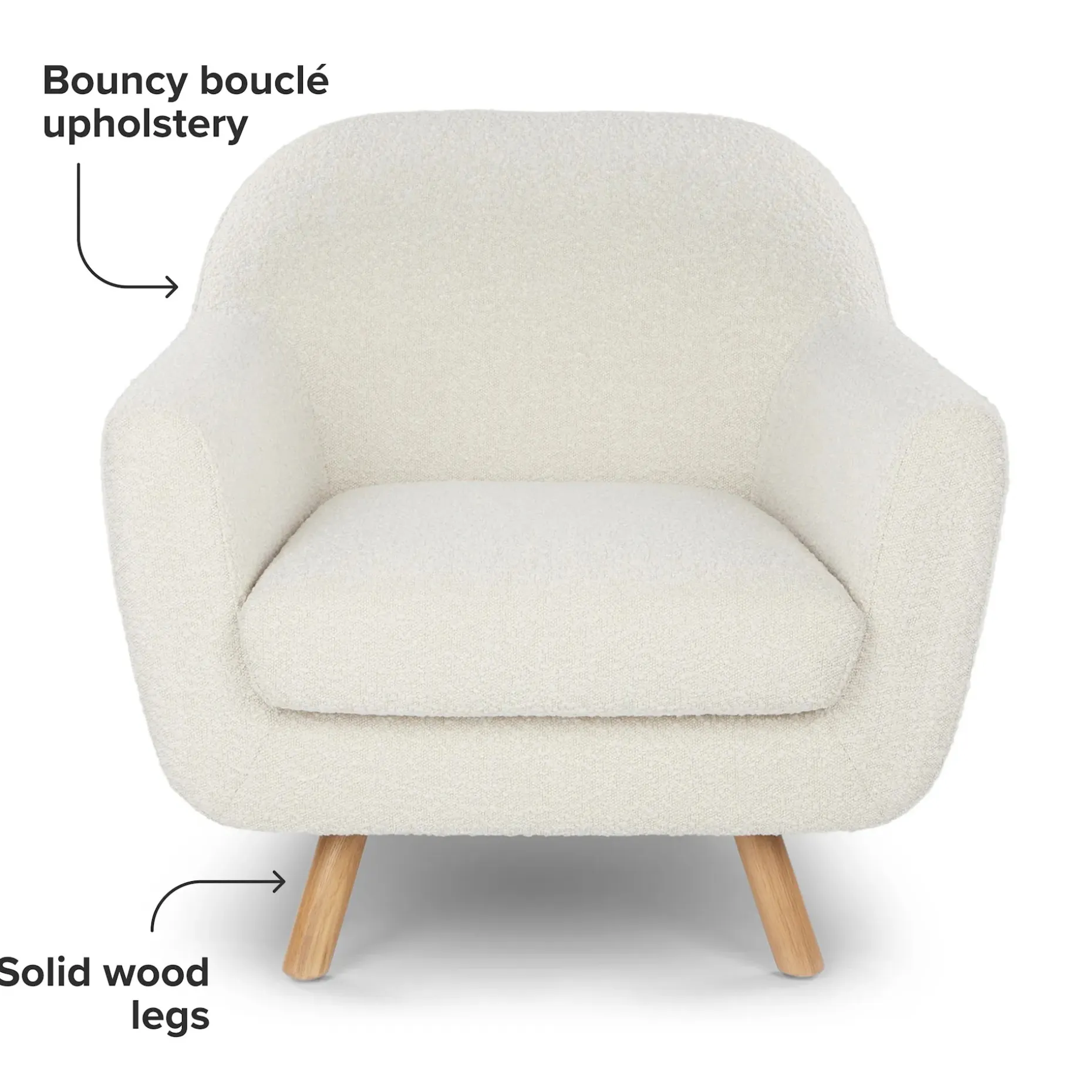 Gabriola 34" Lounge Chair - Ivory Bouclé