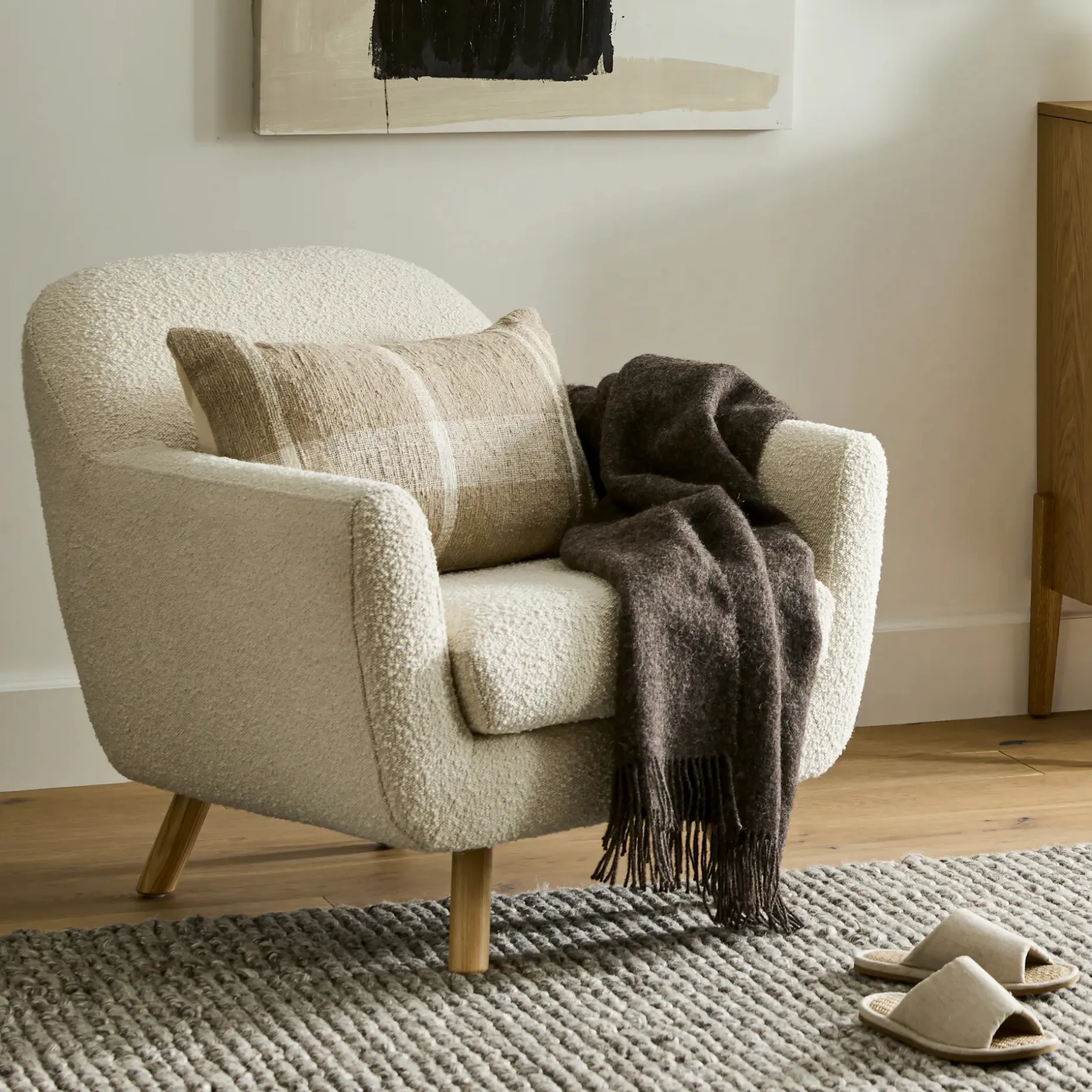 Gabriola 34" Lounge Chair - Ivory Bouclé