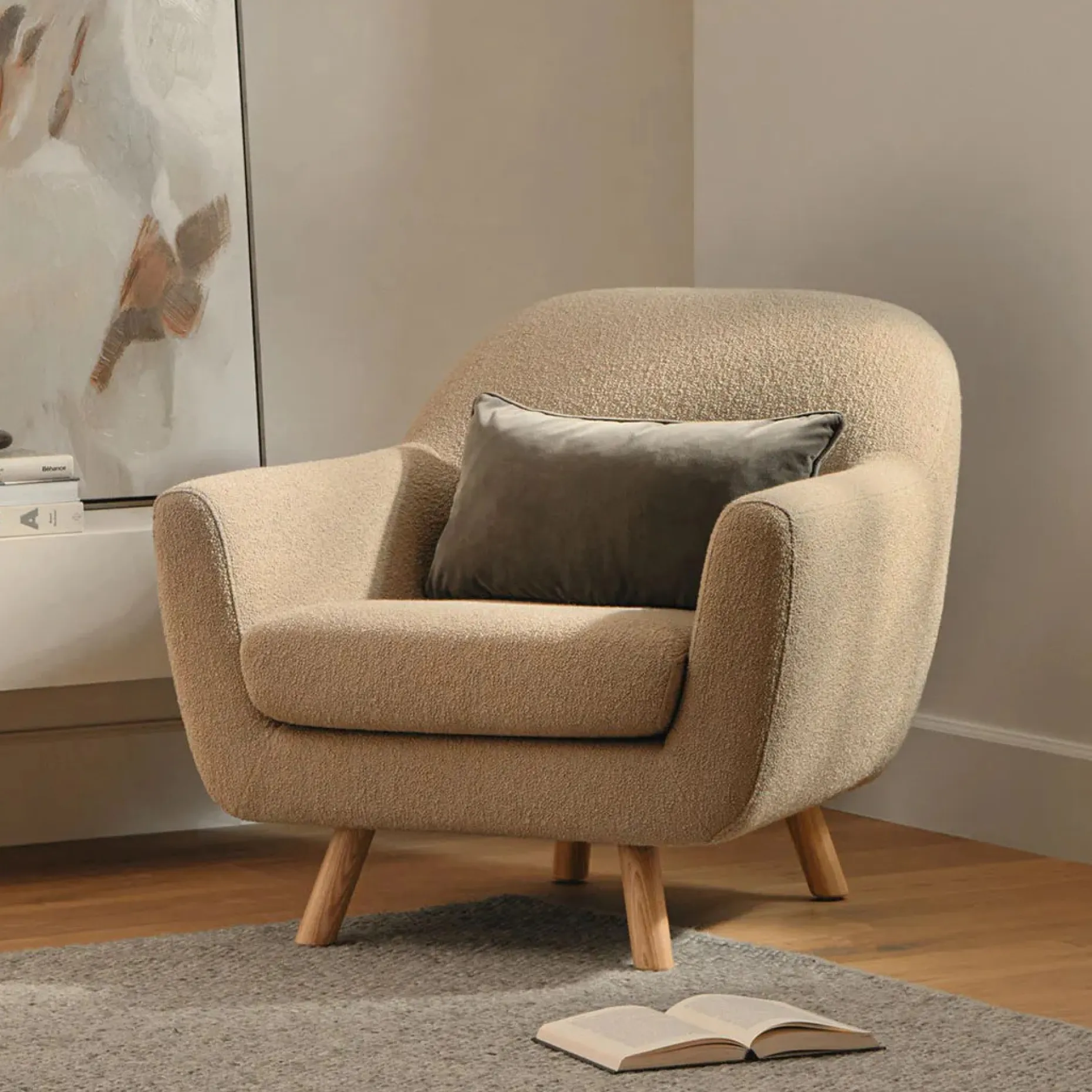 Gabriola 34" Lounge Chair - Sandstone Wool Bouclé