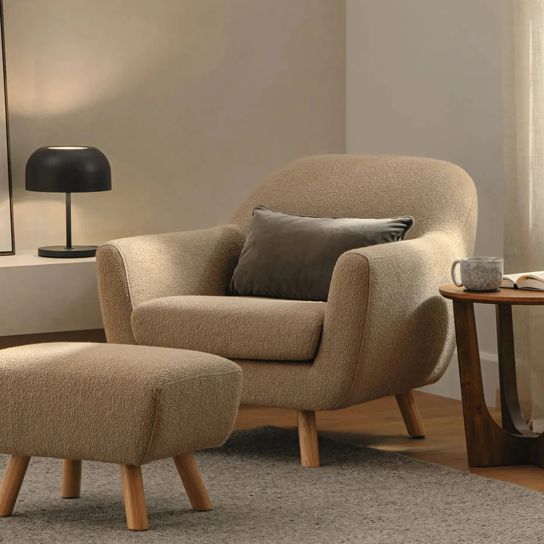 Gabriola 34" Lounge Chair - Sandstone Wool Bouclé