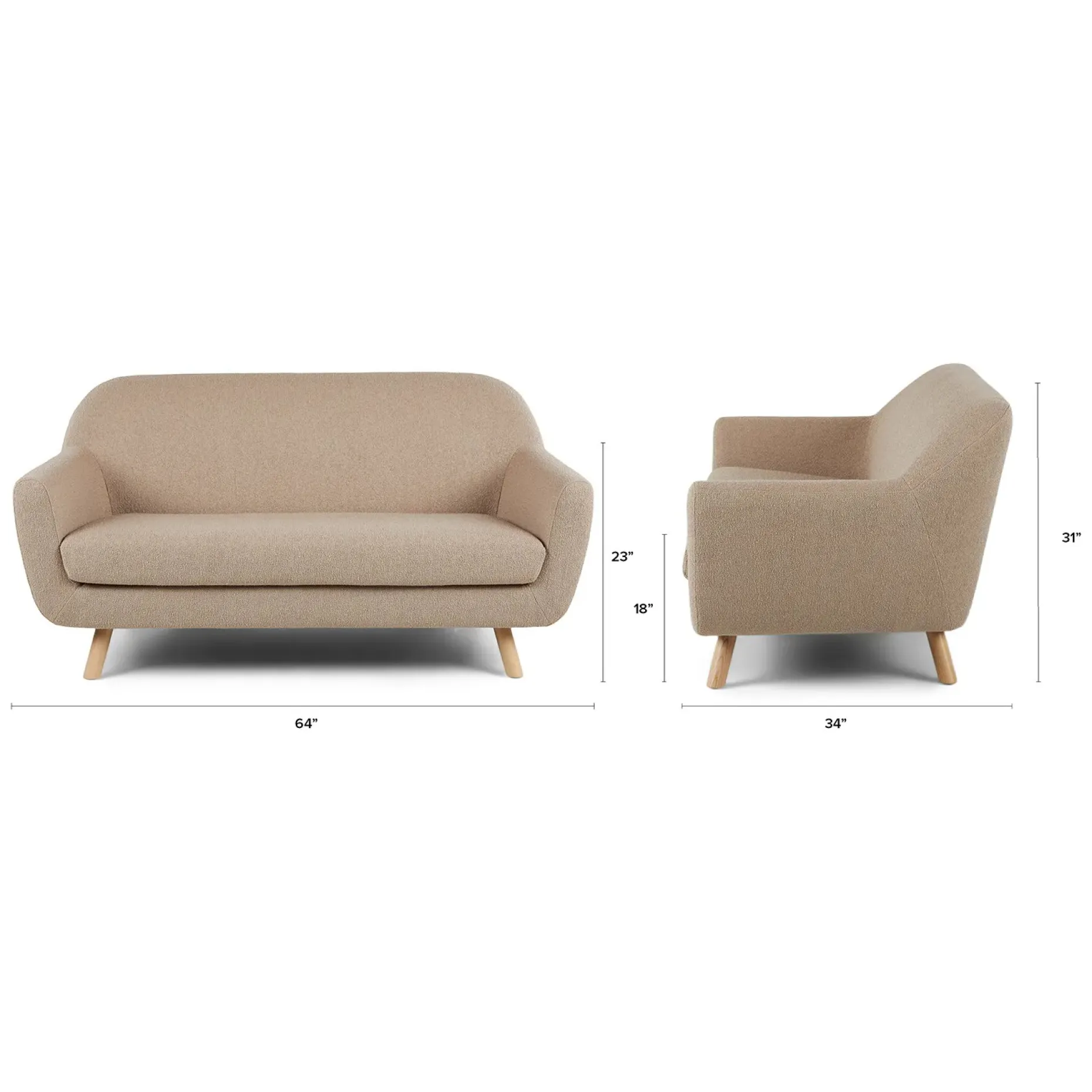 Gabriola 64" Loveseat - Sandstone Wool Bouclé