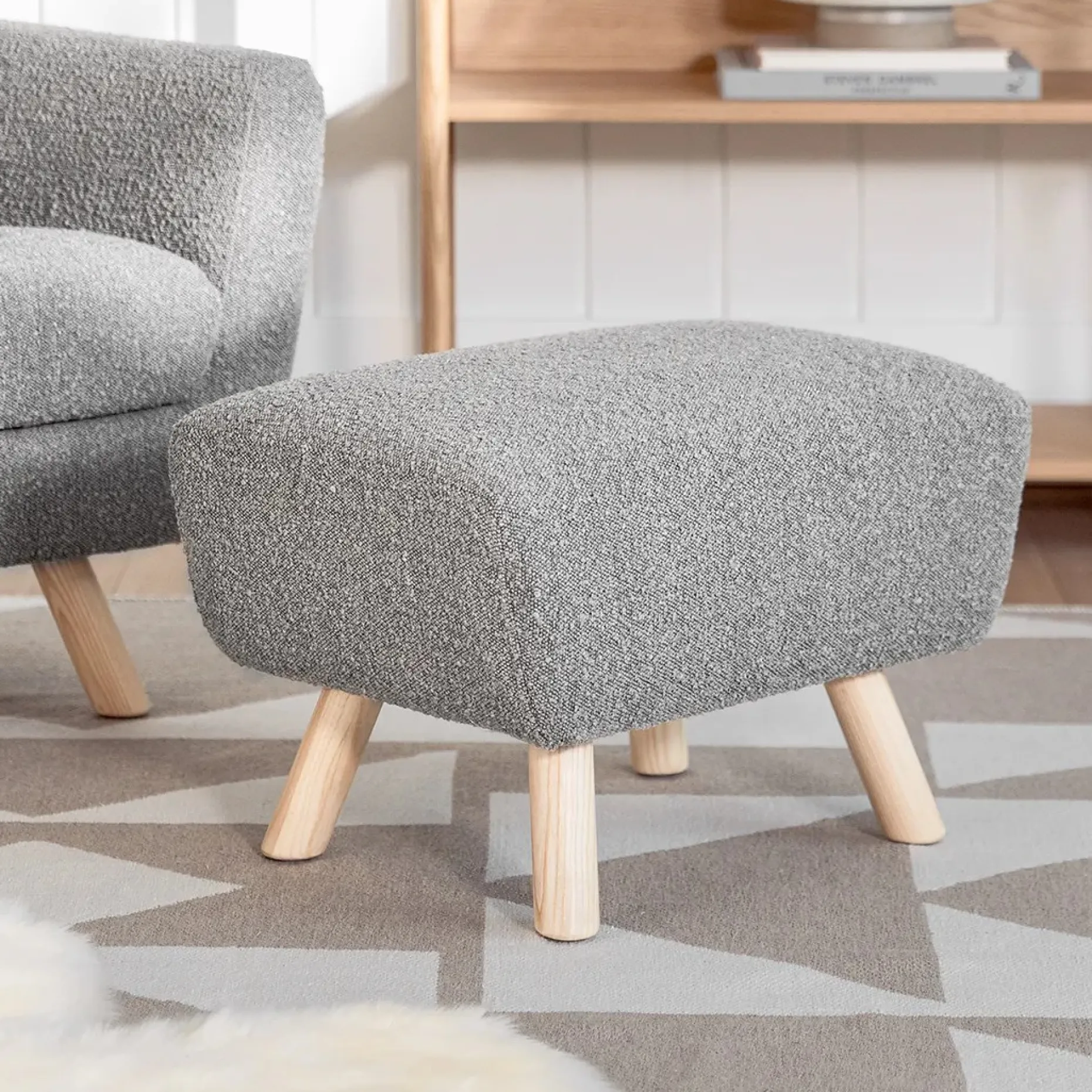 Gabriola 23" Ottoman - Dover Gray Bouclé