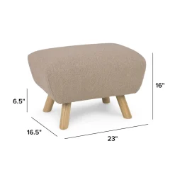 Gabriola 23" Ottoman - Sandstone Wool Bouclé
