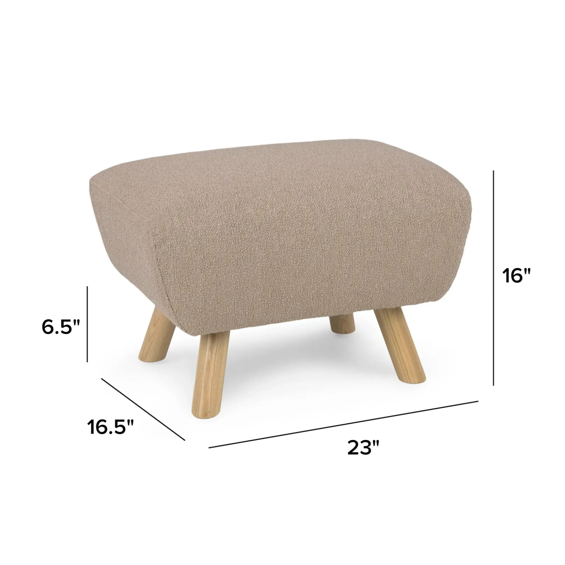 Gabriola 23" Ottoman - Sandstone Wool Bouclé