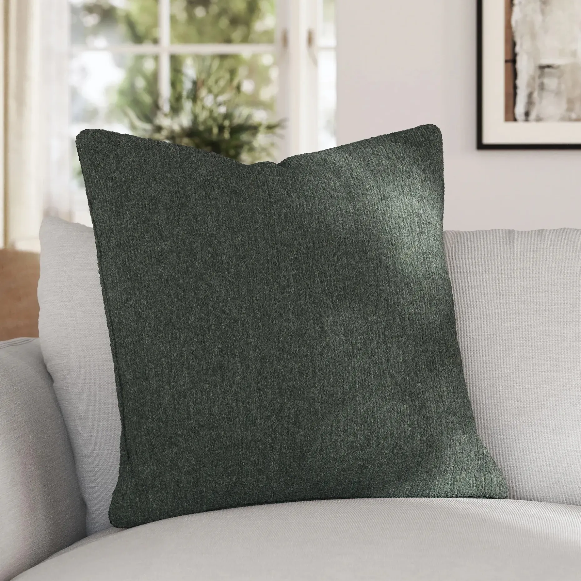 Gabriola Pillow - Green Wool Bouclé