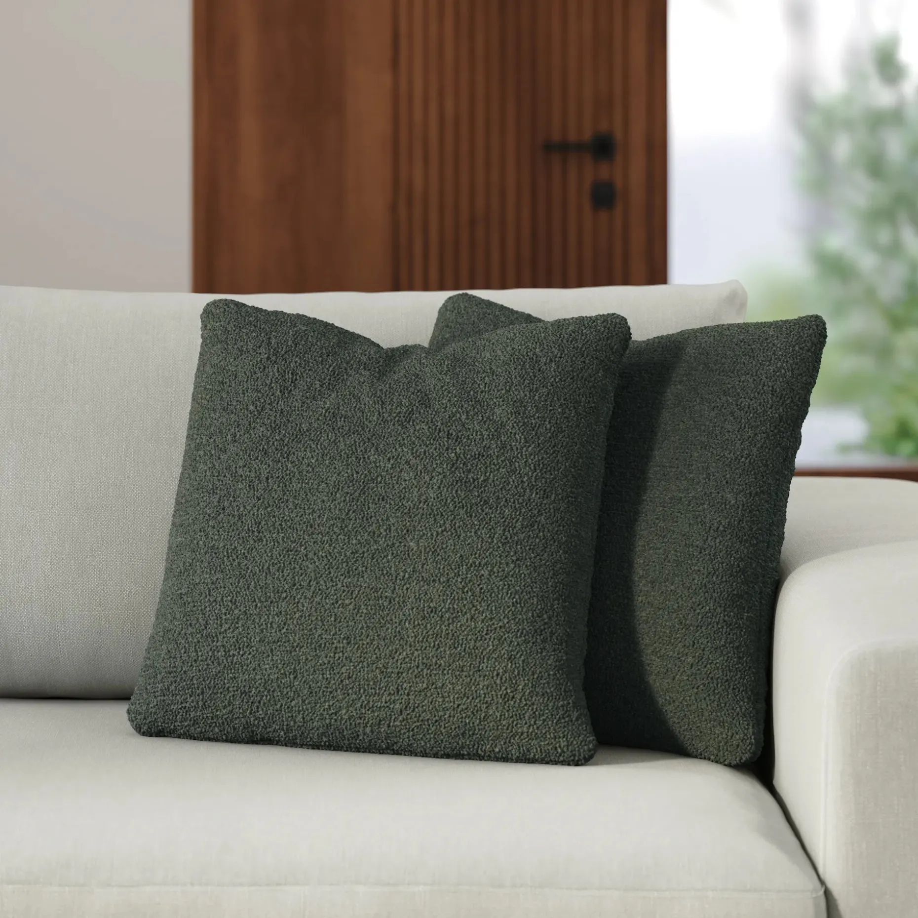 Gabriola Pillow Set - Green Wool Bouclé