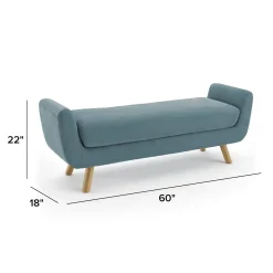 Gabriola 60" Velvet Bench - Hale Chambray