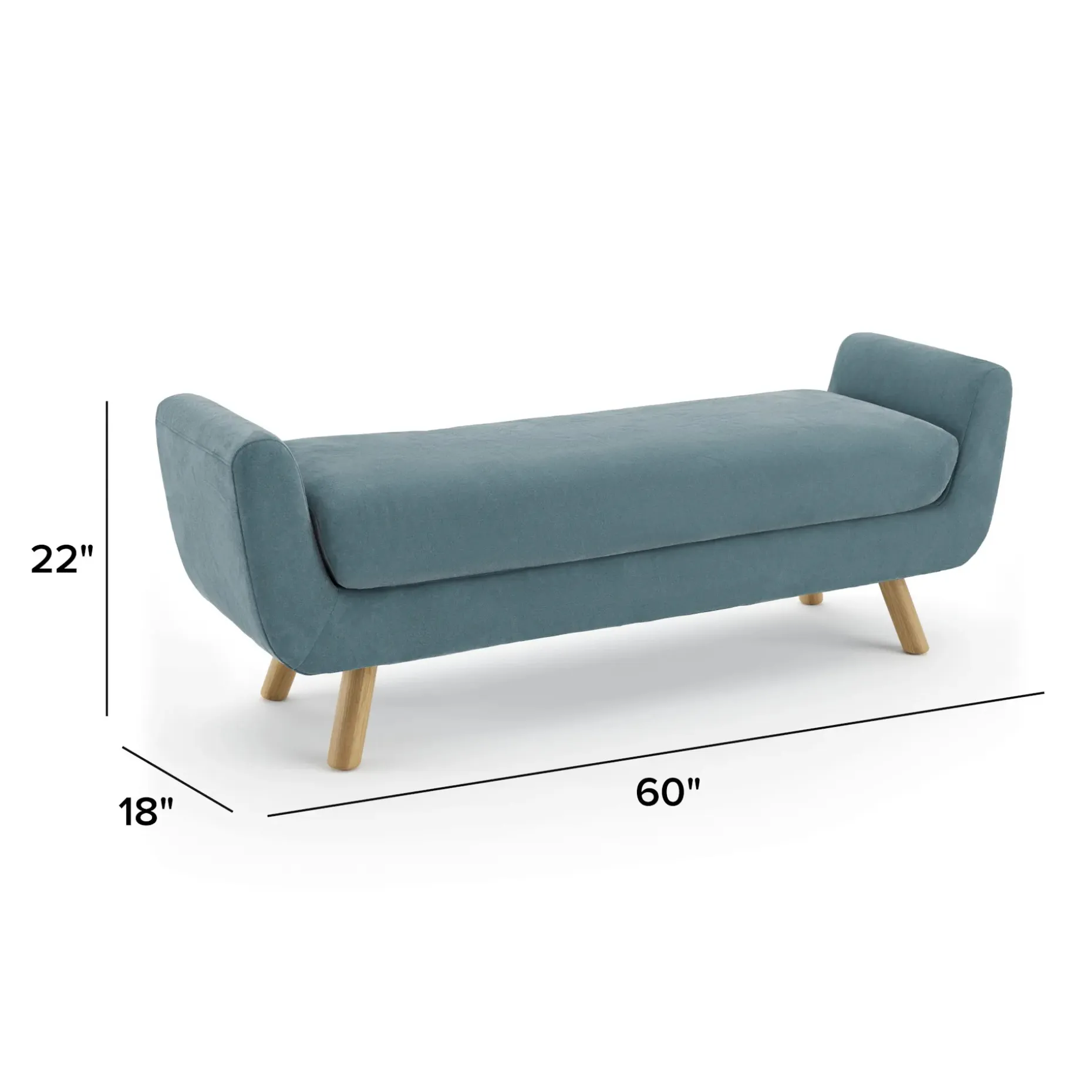 Gabriola 60" Velvet Bench - Hale Chambray