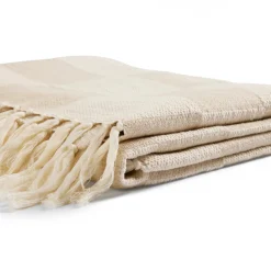 Galene Jacquard Cotton Throw - Ivory Cream