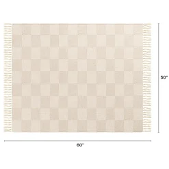 Galene Jacquard Cotton Throw - Ivory Cream
