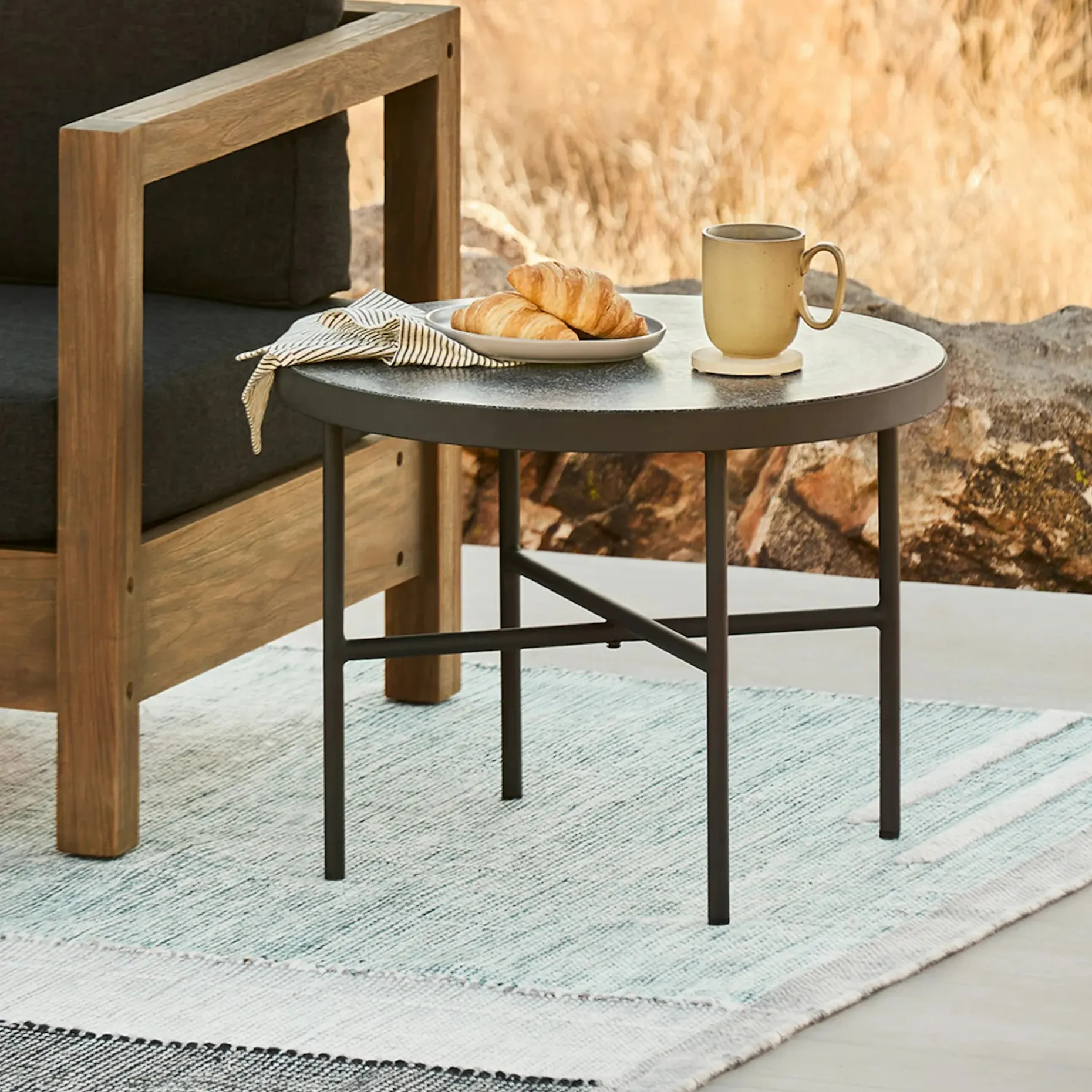 Gera Outdoor Large Side Table - Black Granite