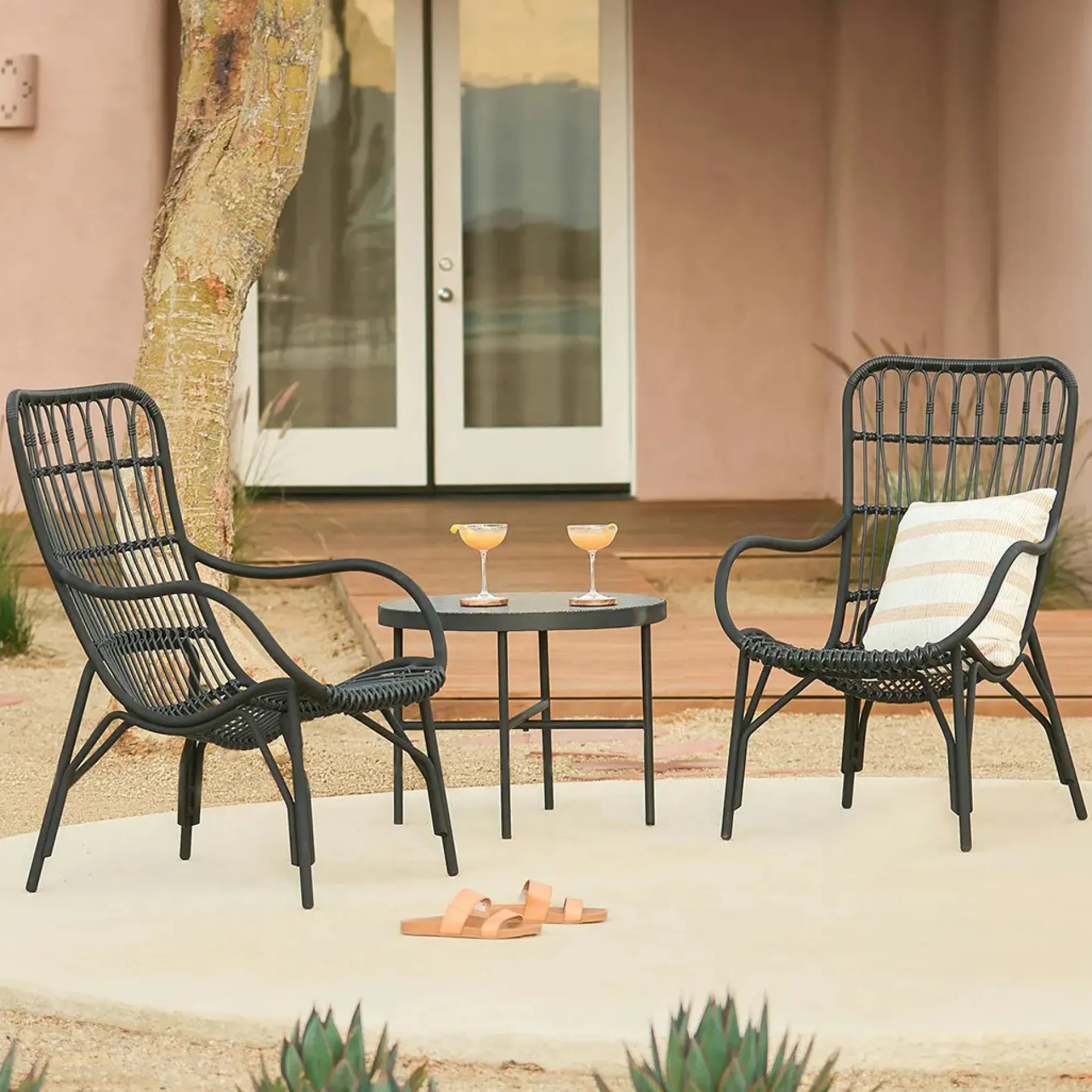 Gera Outdoor Large Side Table - Black Granite