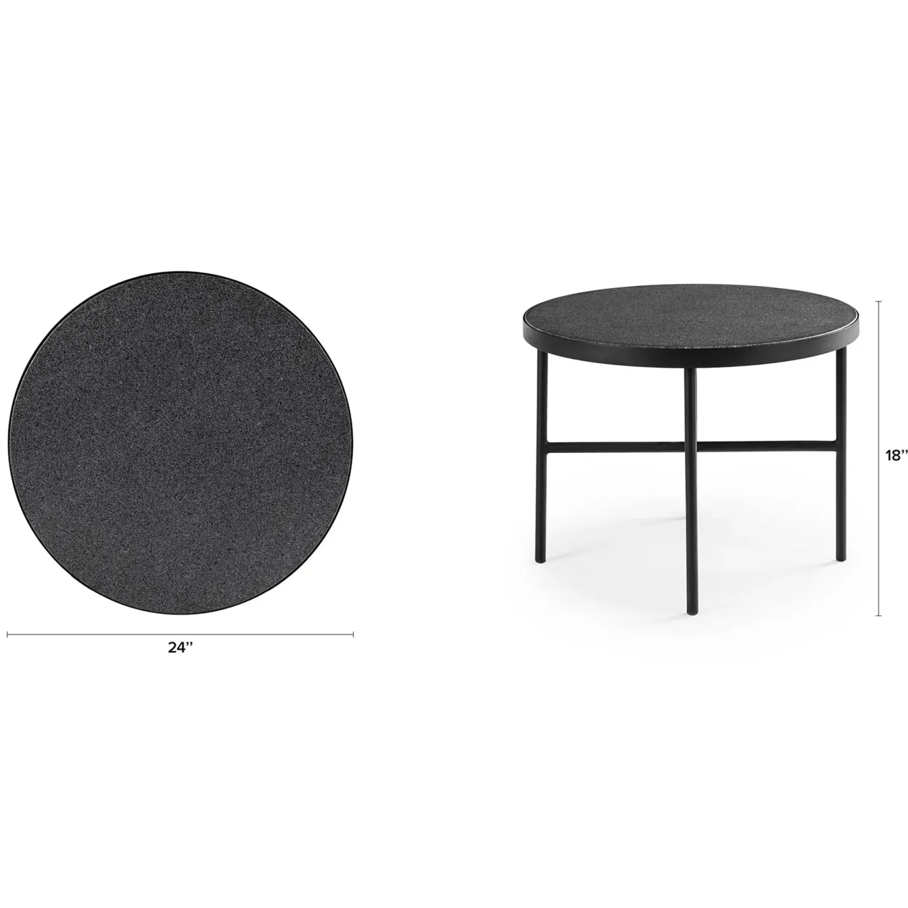 Gera Outdoor Large Side Table - Black Granite