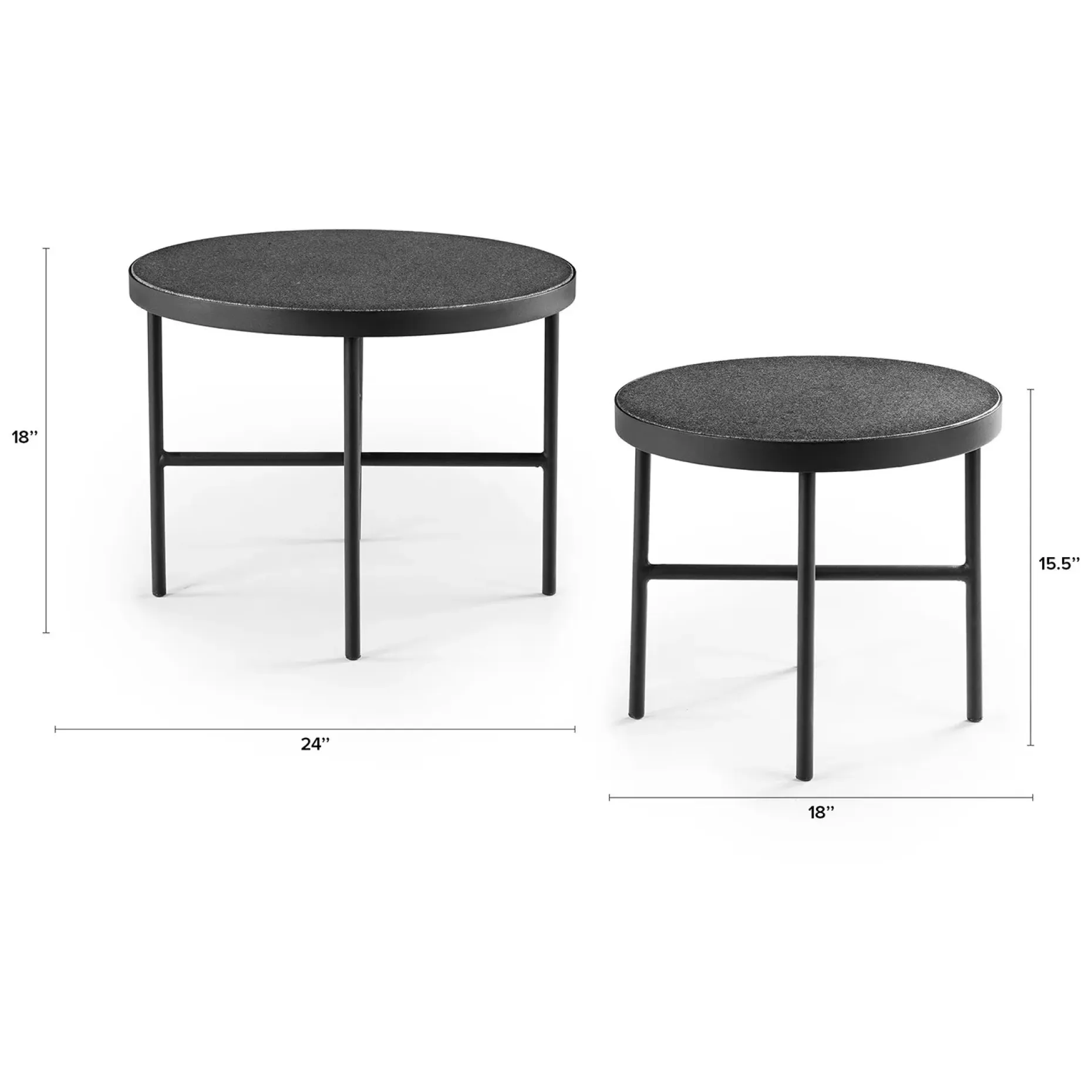 Gera Outdoor Side Table Set - Black Granite