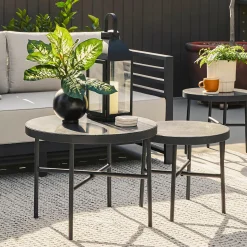 Gera Outdoor Side Table Set - Black Granite