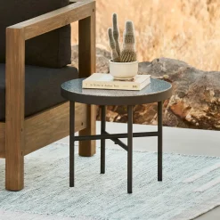 Gera Outdoor Small Side Table - Black Granite