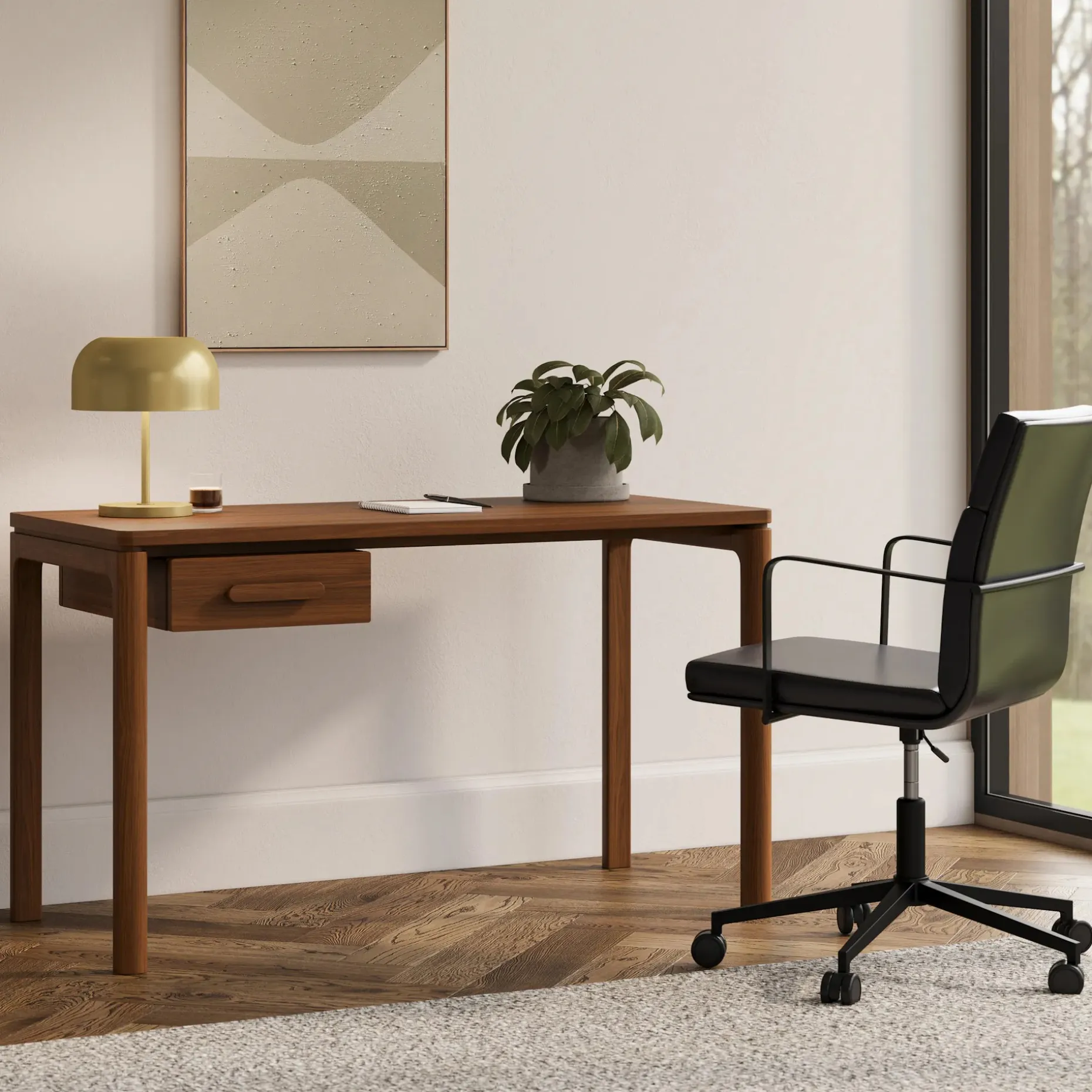 Gerven Leather Office Chair - Oxford Black