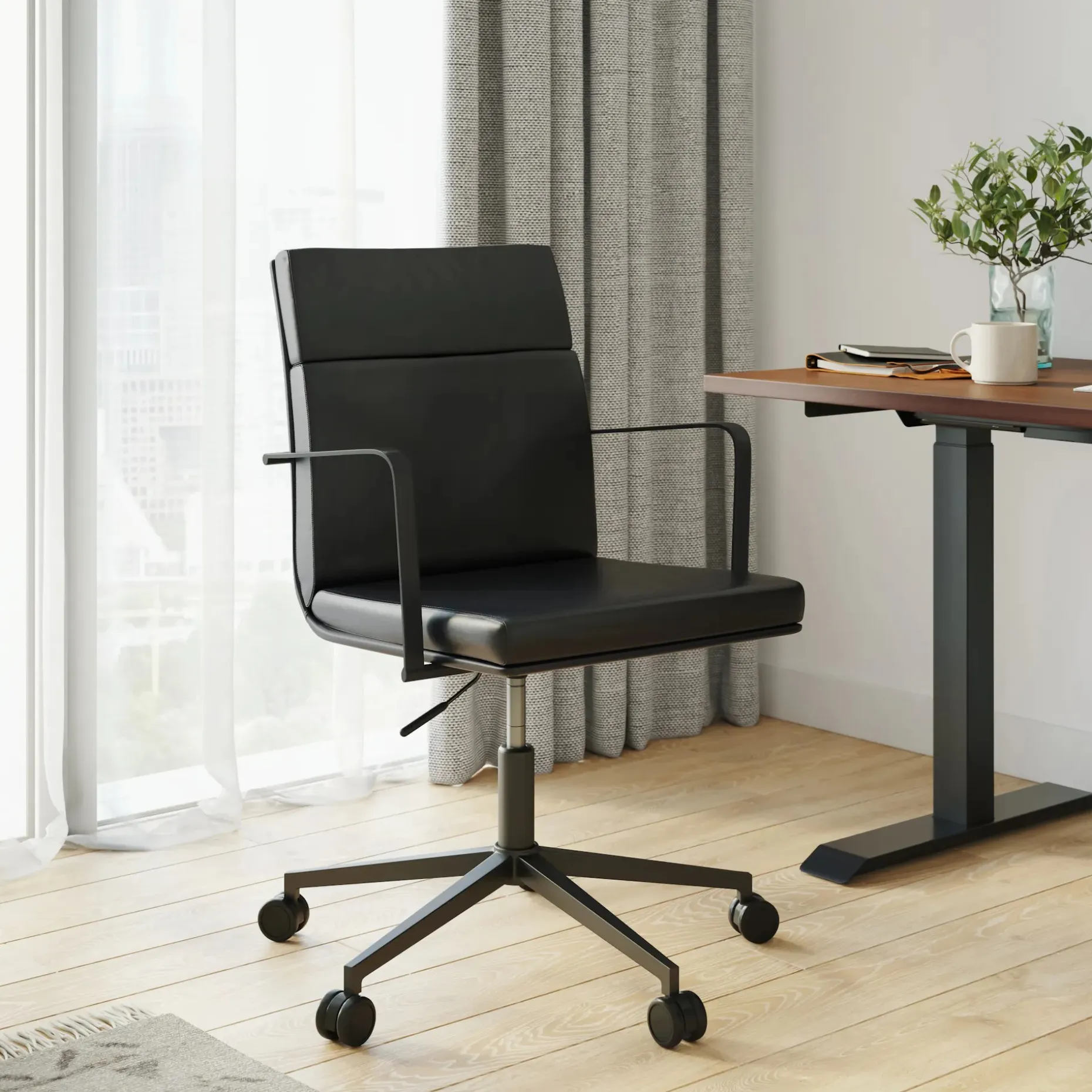 Gerven Leather Office Chair - Oxford Black