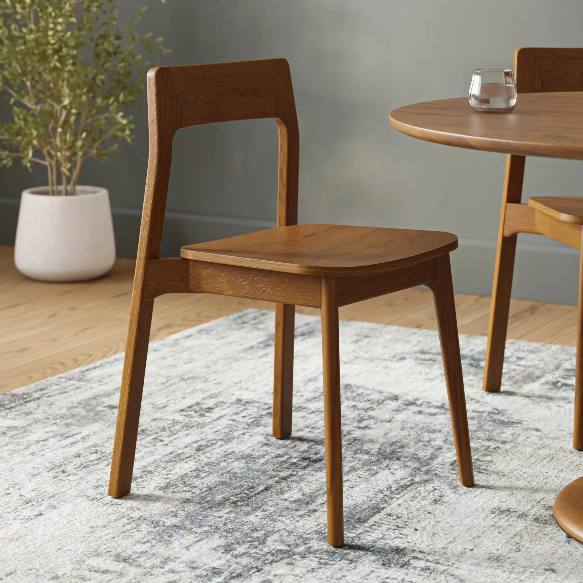 Gusfa Stackable Dining Chair - Smoked Oak
