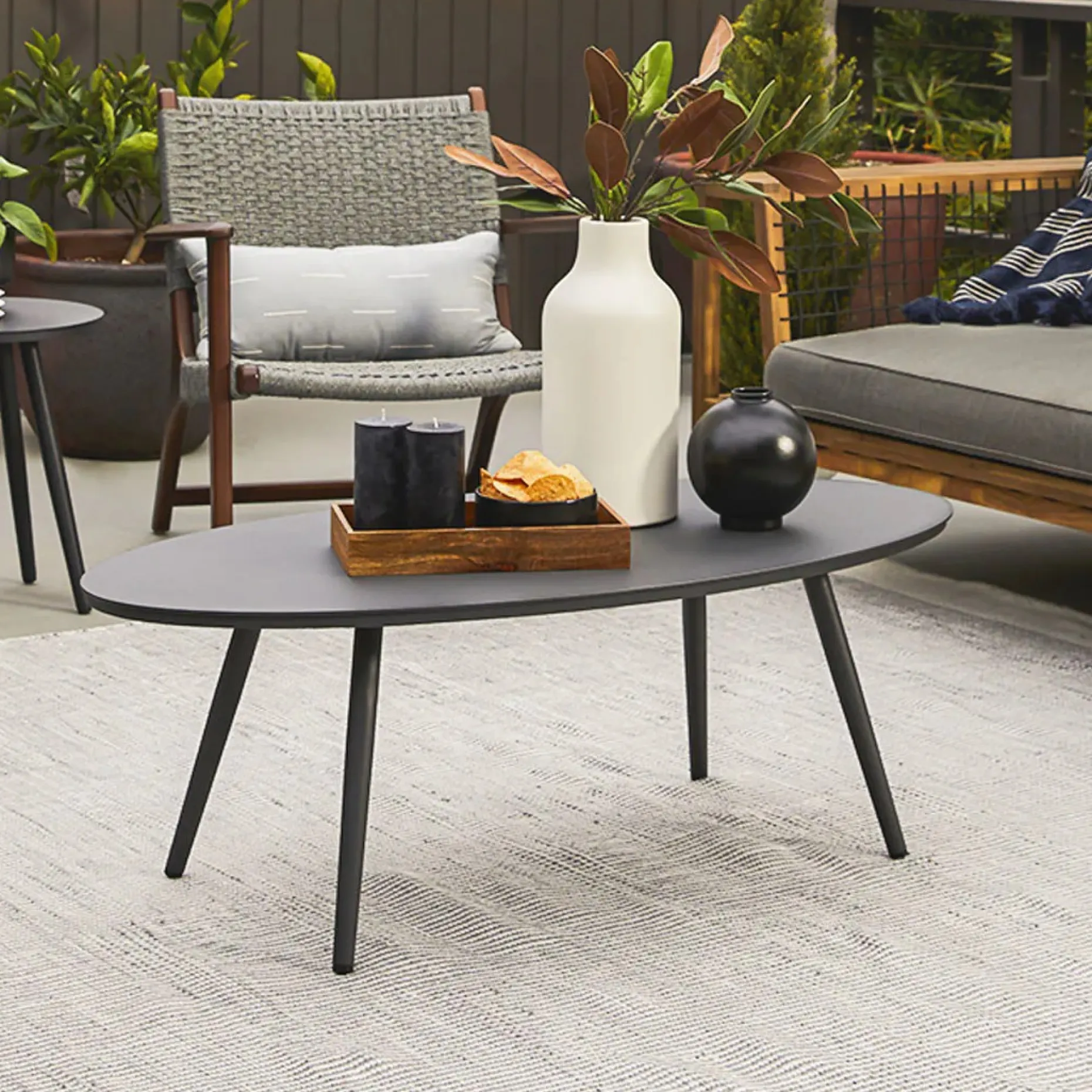 Halden 47" Outdoor Coffee Table - Dark Charcoal