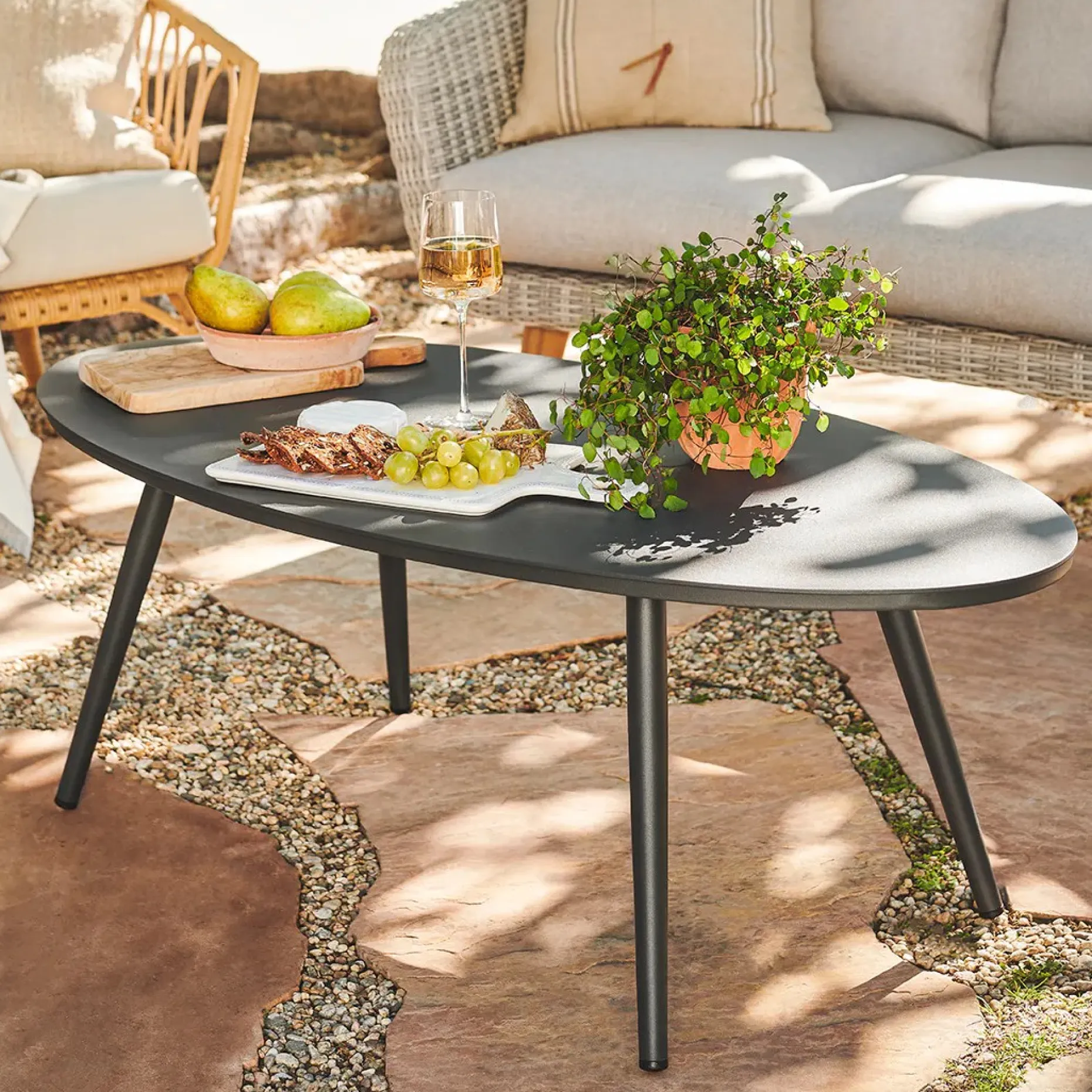 Halden 47" Outdoor Coffee Table - Dark Charcoal