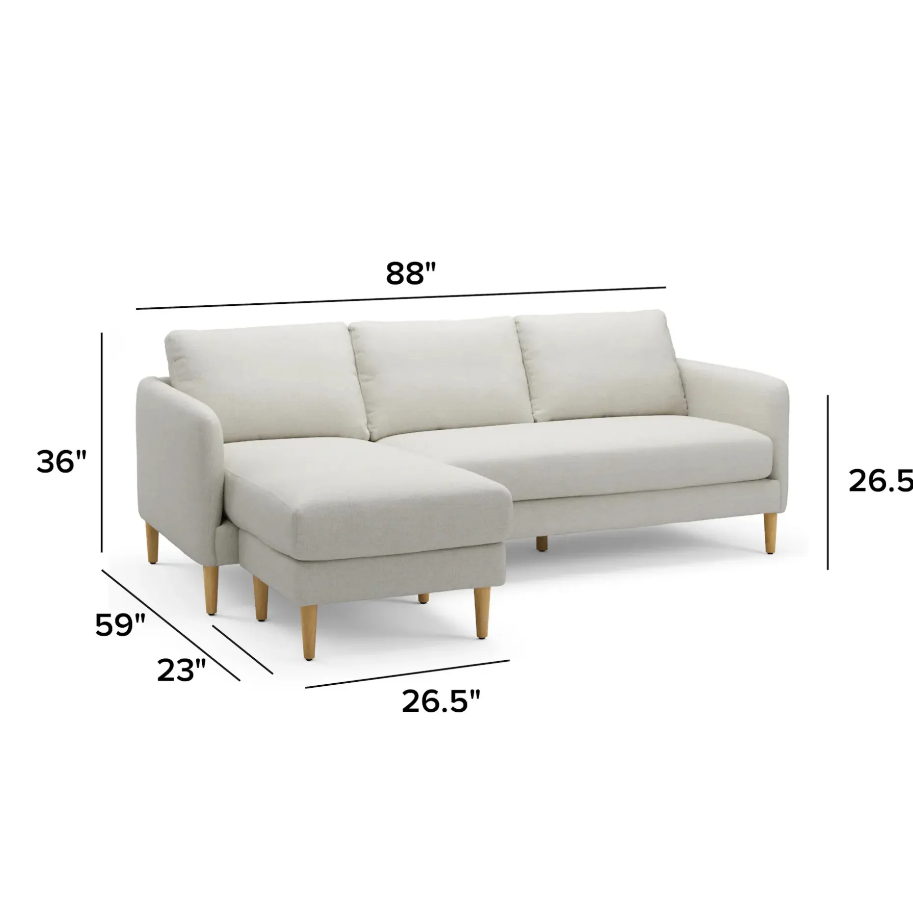 Hanson 88" Reversible Sectional - Harbor Ivory